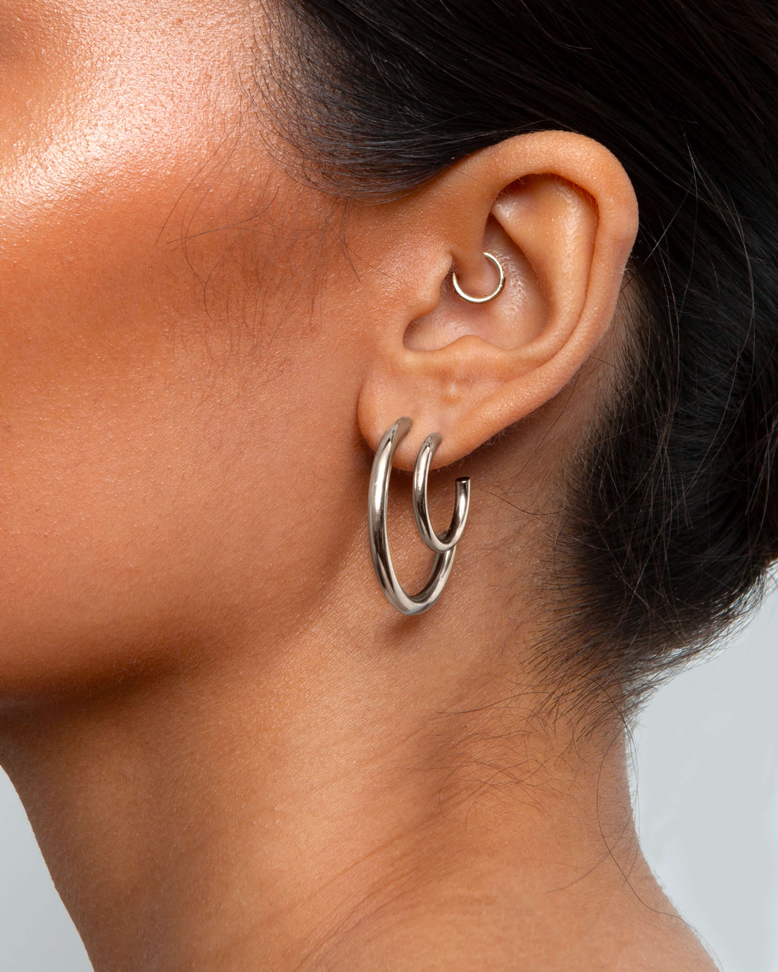 Silver 30mm Endless Hoop Earrings - Image 2