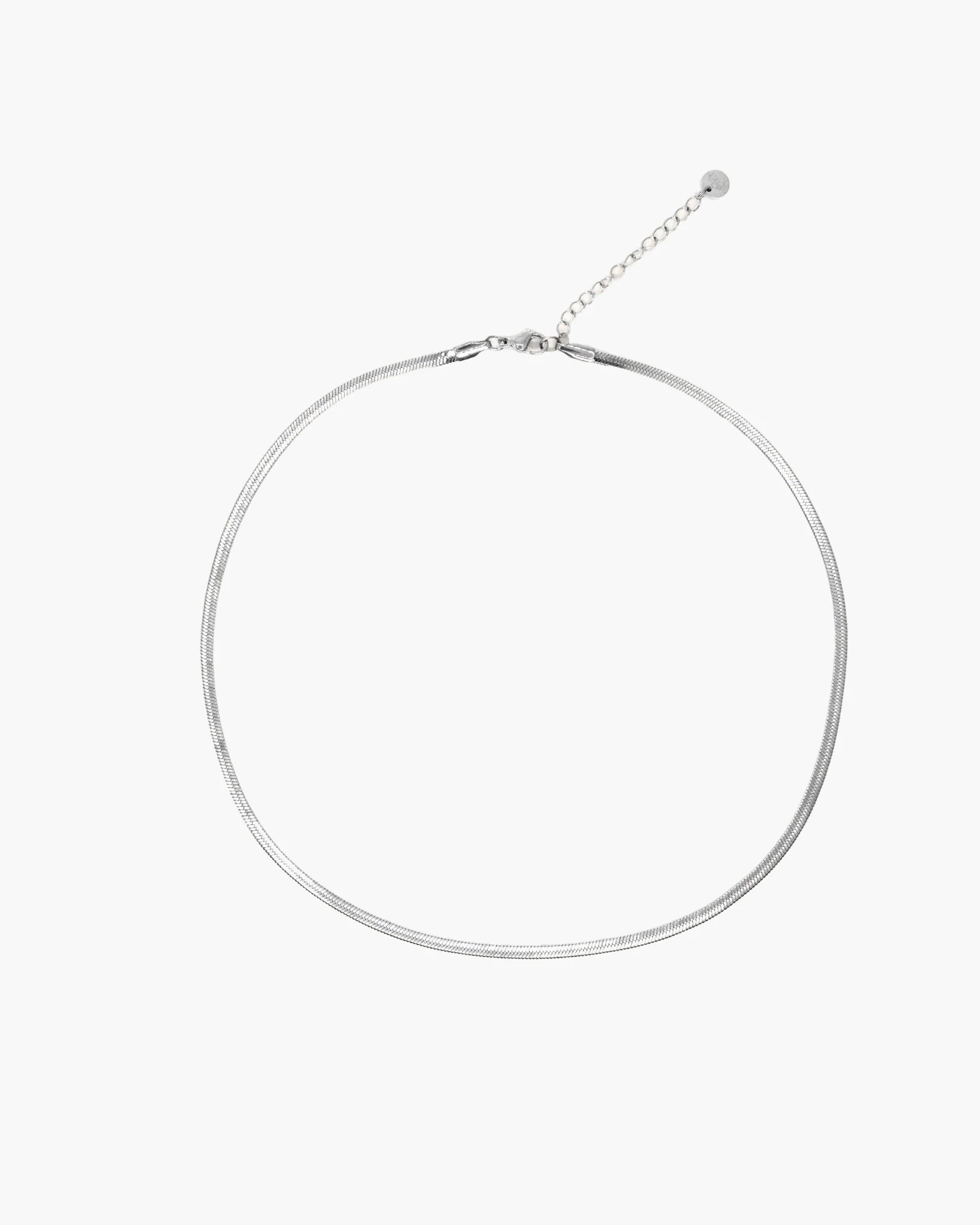 3mm Herringbone Chain Necklace in Silver - Image 3