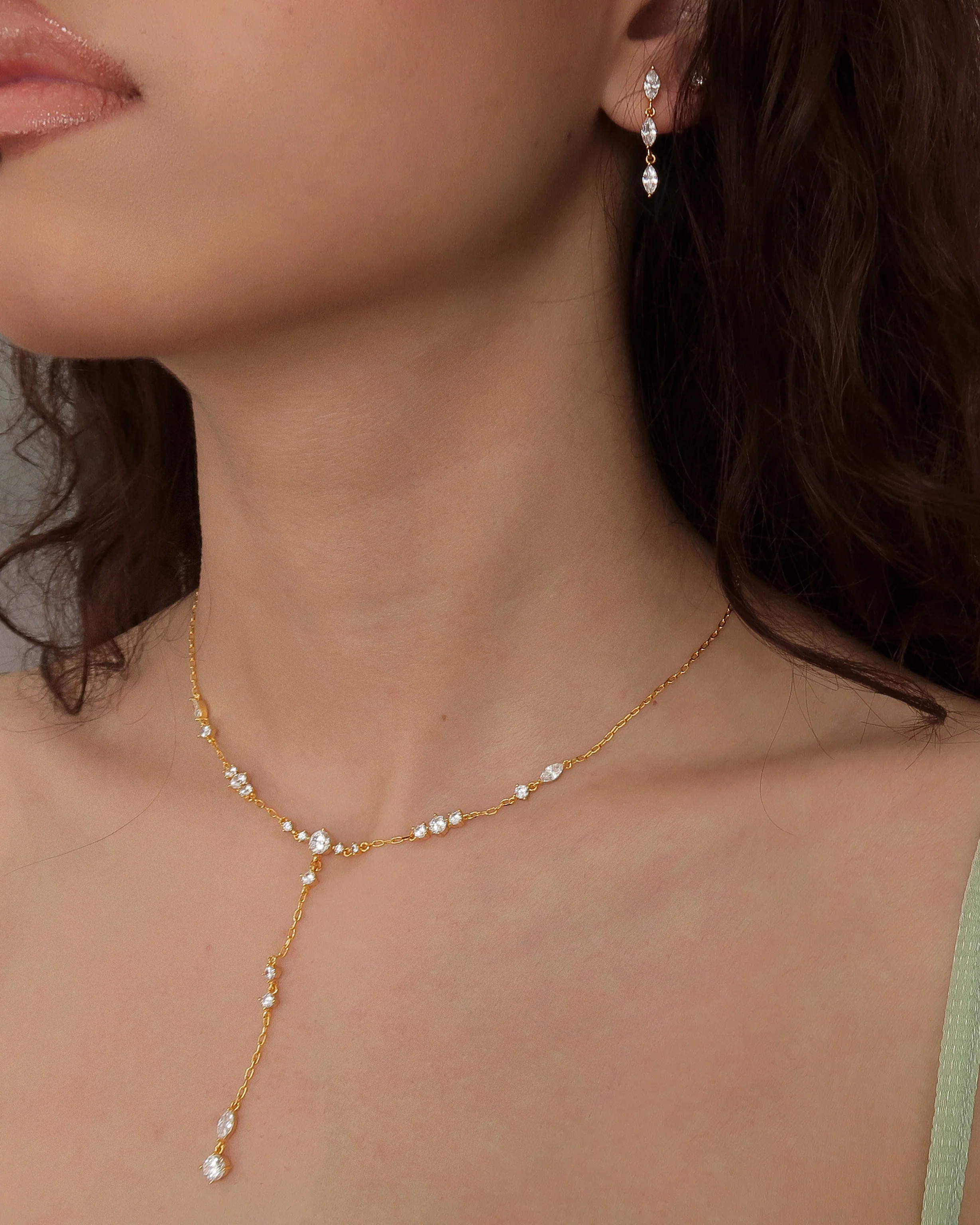 Adriana Necklace & Crystal Marquise Earrings Set - Image 3