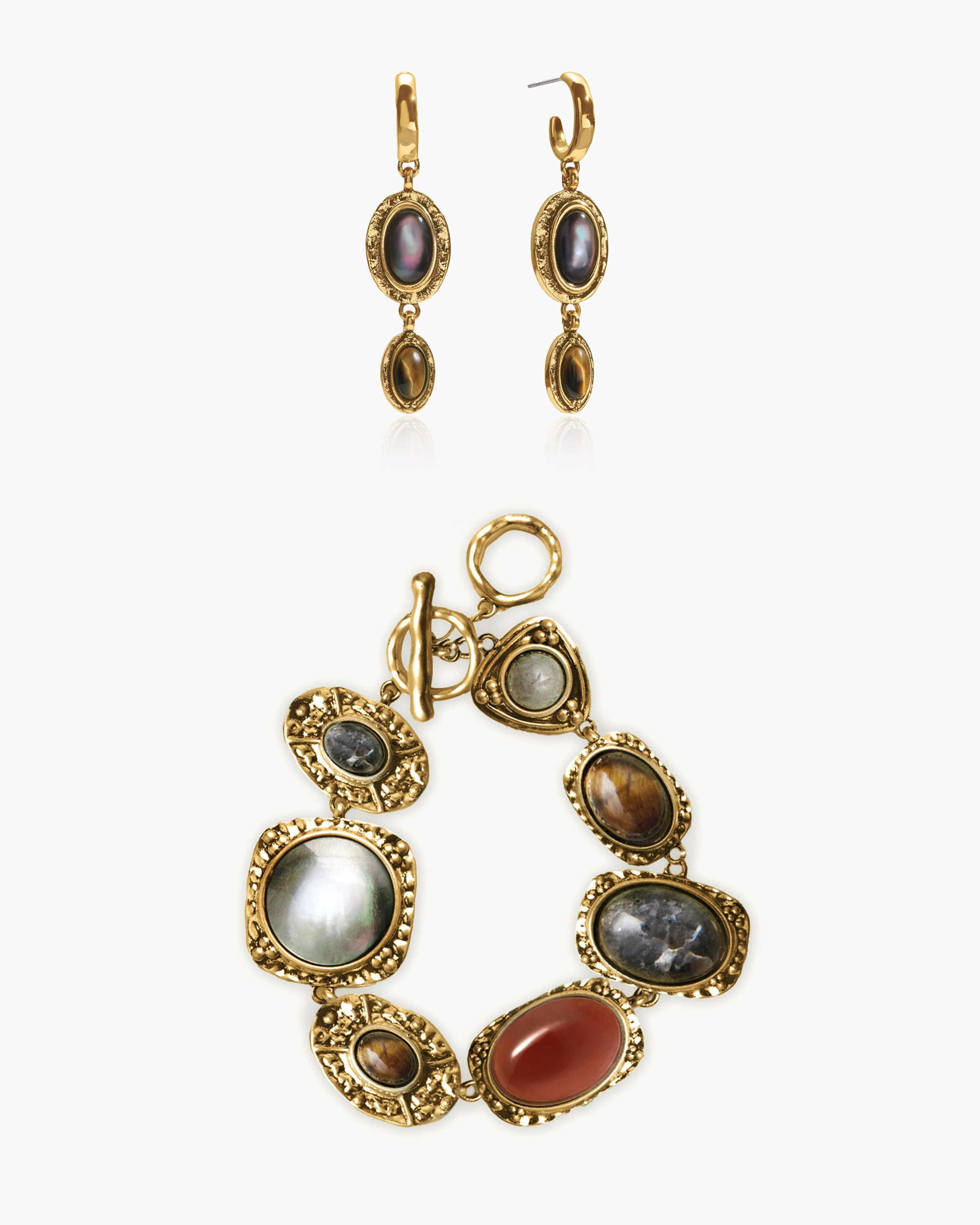 Athena Bracelet & Tiger's Gaze Earrings Set
