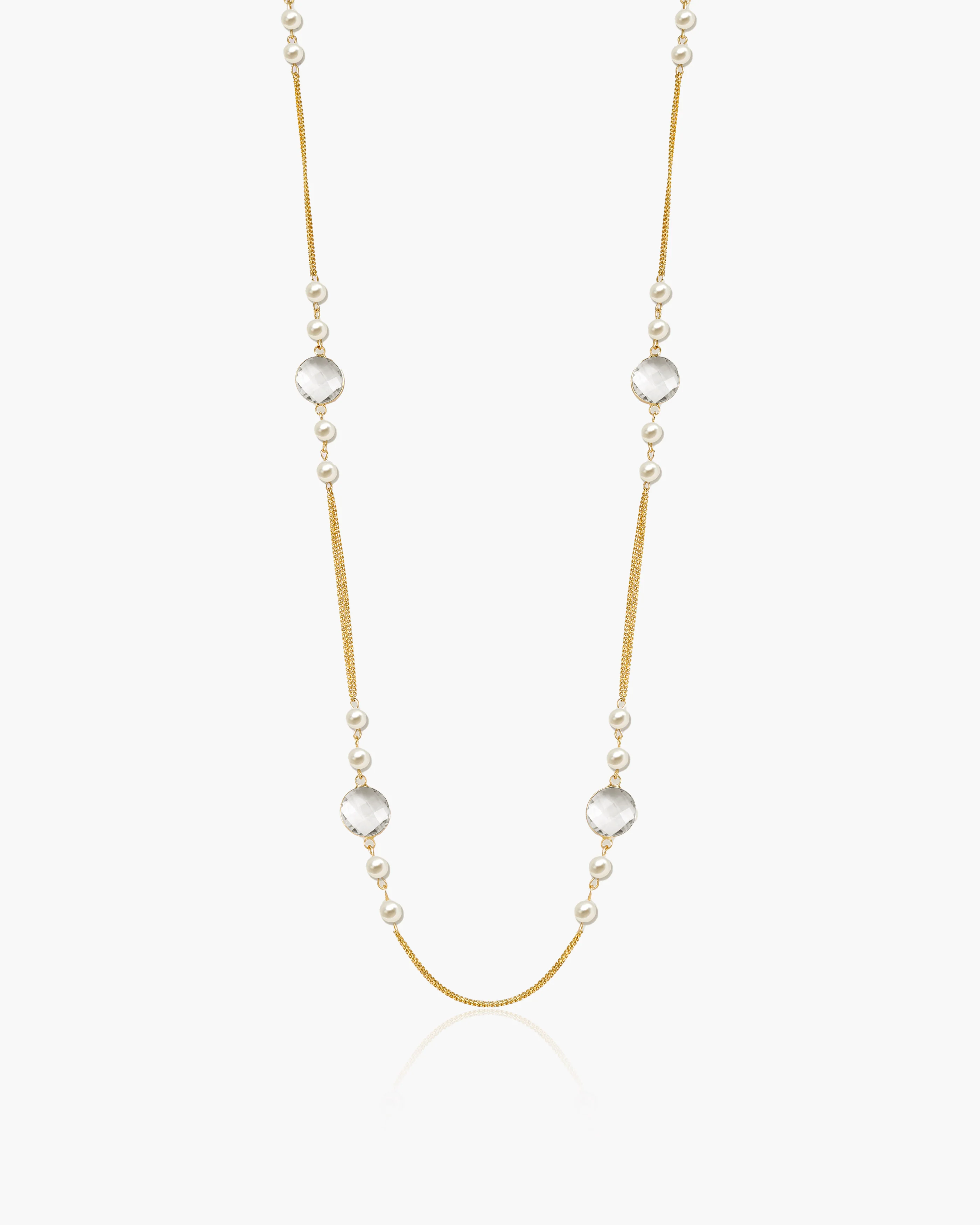 Pearl Cascade Long Station Necklace