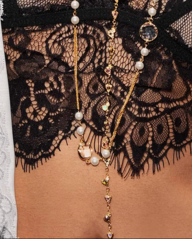 Pearl Cascade Long Station Necklace - Image 4