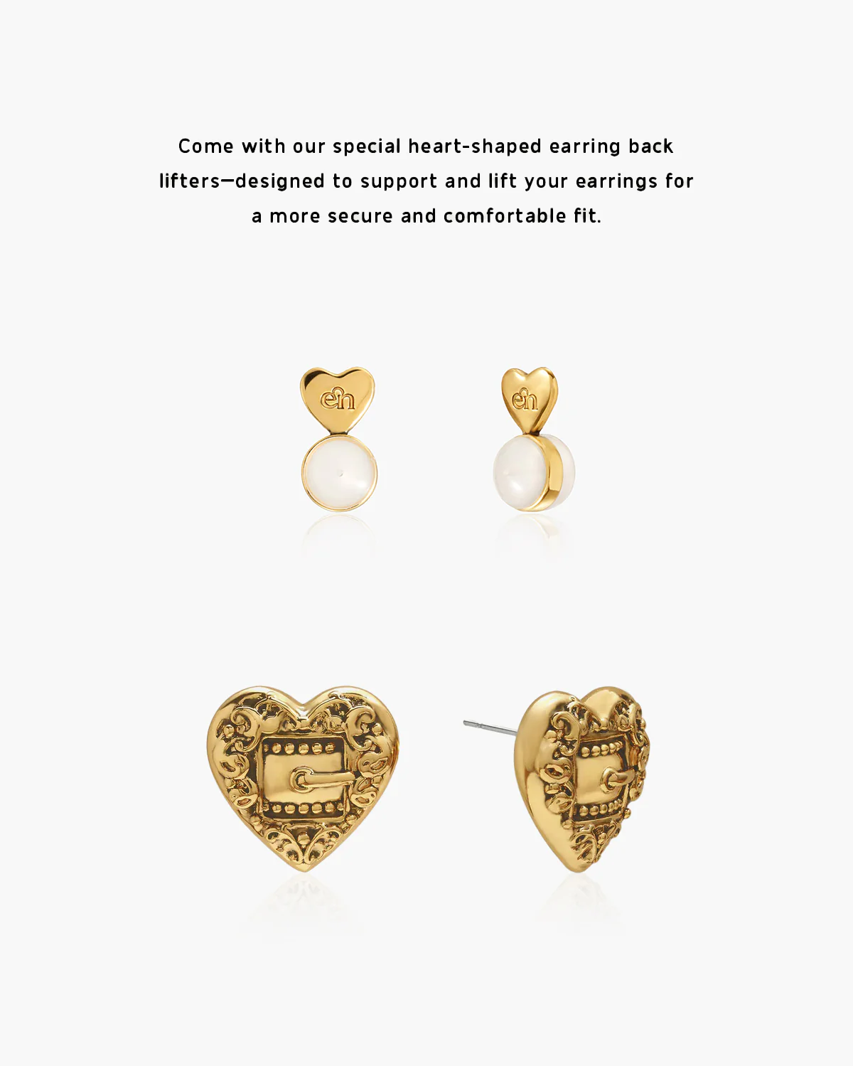Belted Heart Stud Earrings - Image 3