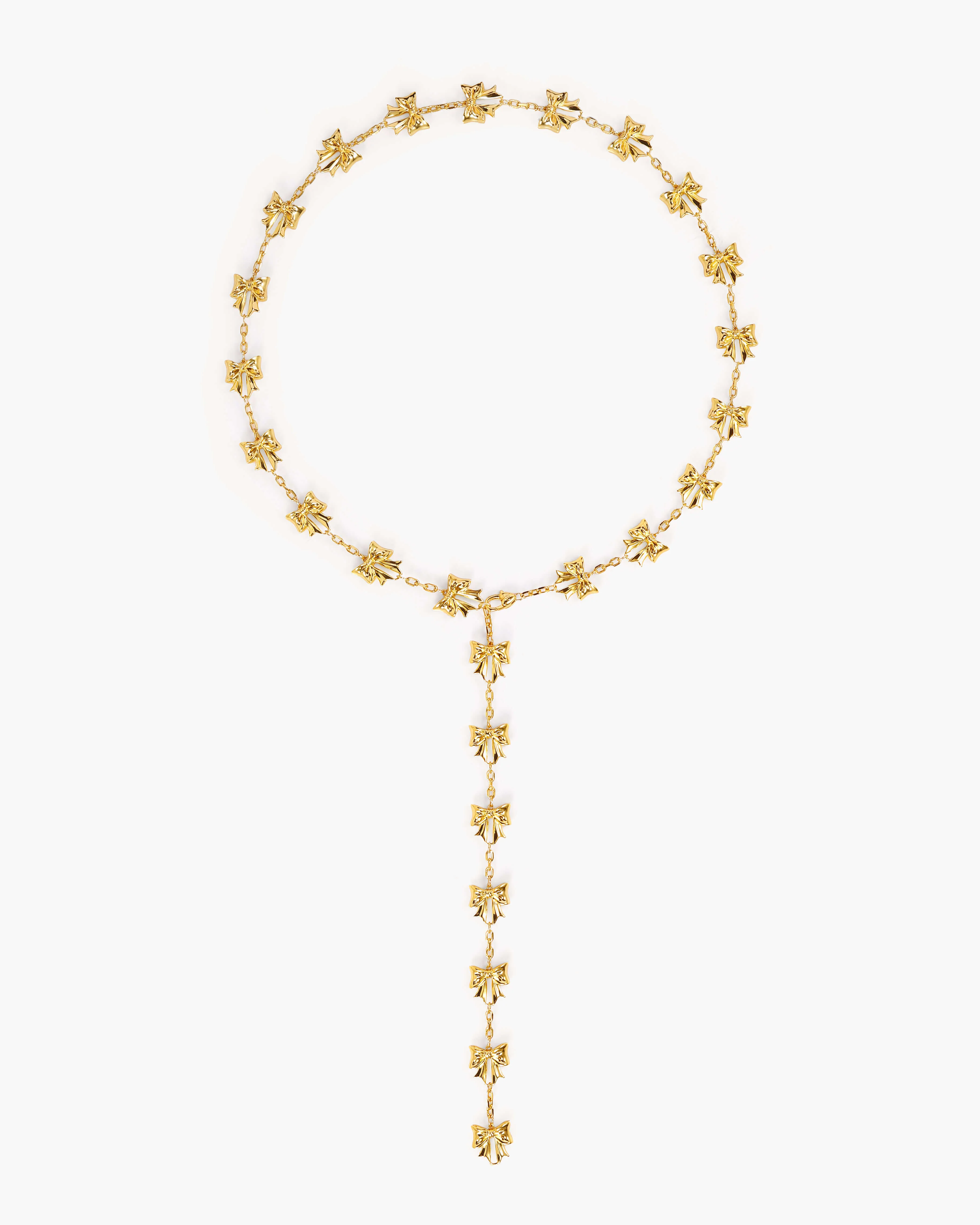Bow Lariat Long Necklace in Gold - Image 3