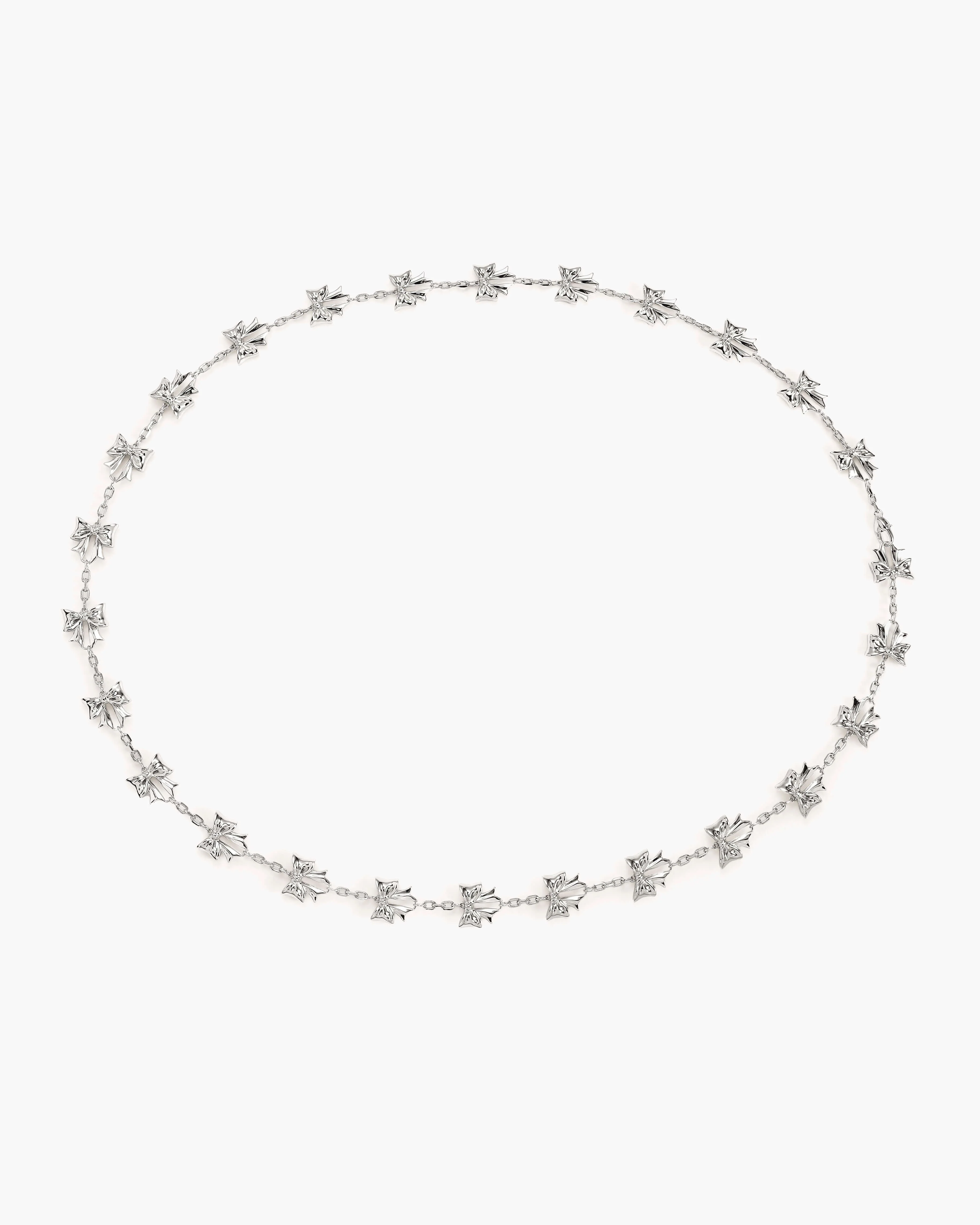 Bow Lariat Long Necklace in Silver - Image 4