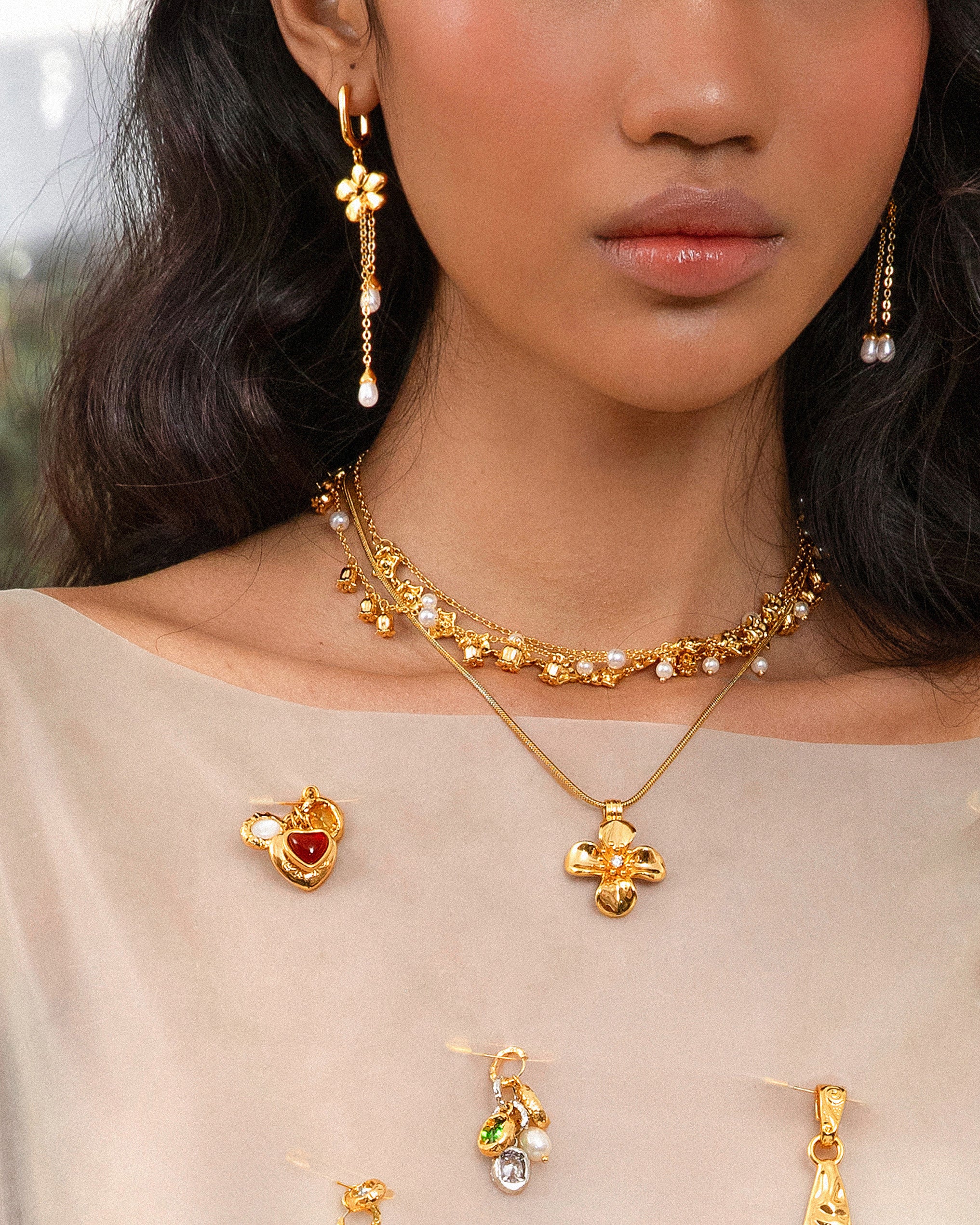 Camille Flower Drop Earrings - Image 3