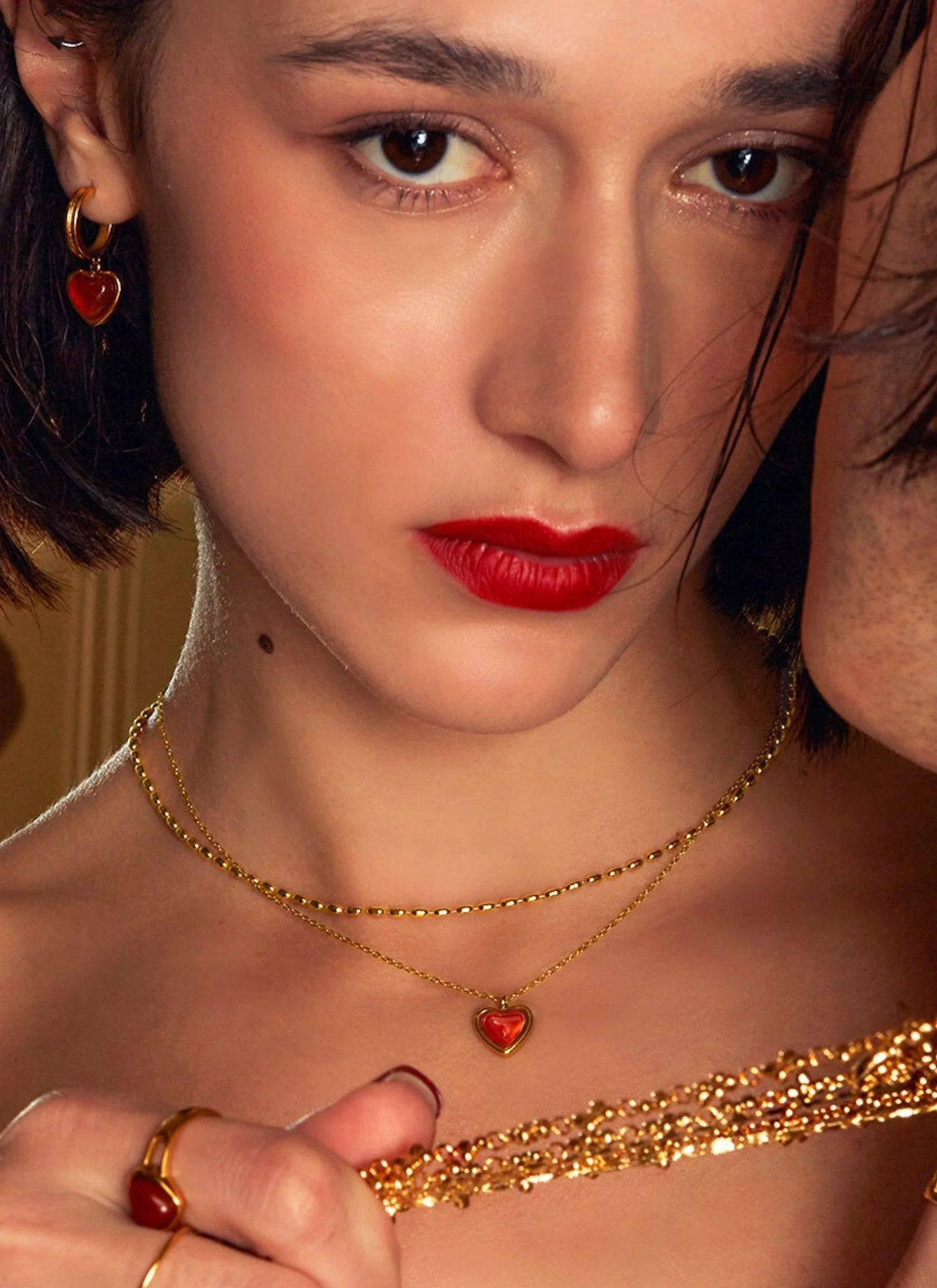 Carnelian Stone Hoop Earrings - Image 3