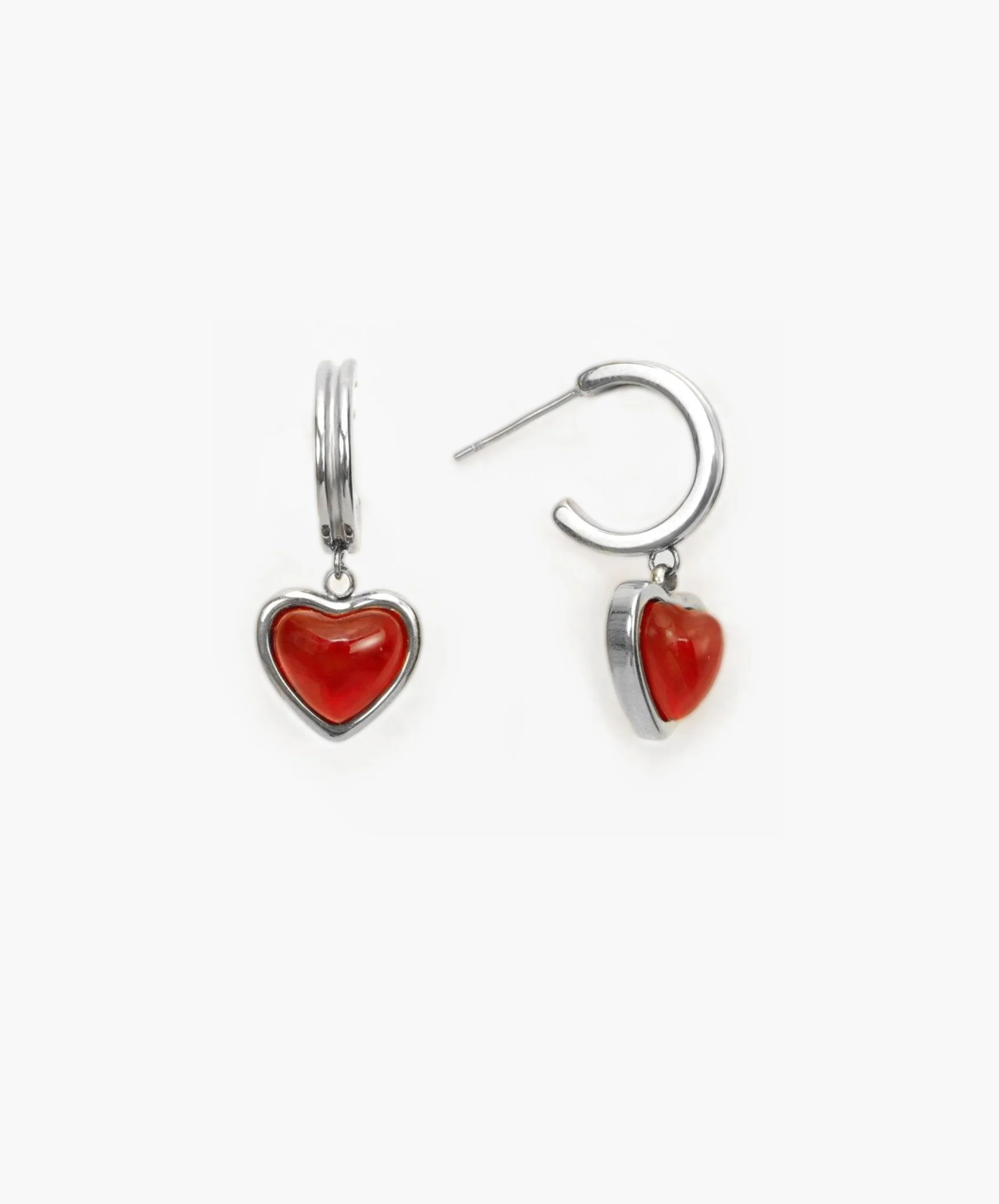 Carnelian Stone Hoop Earrings - Image 5