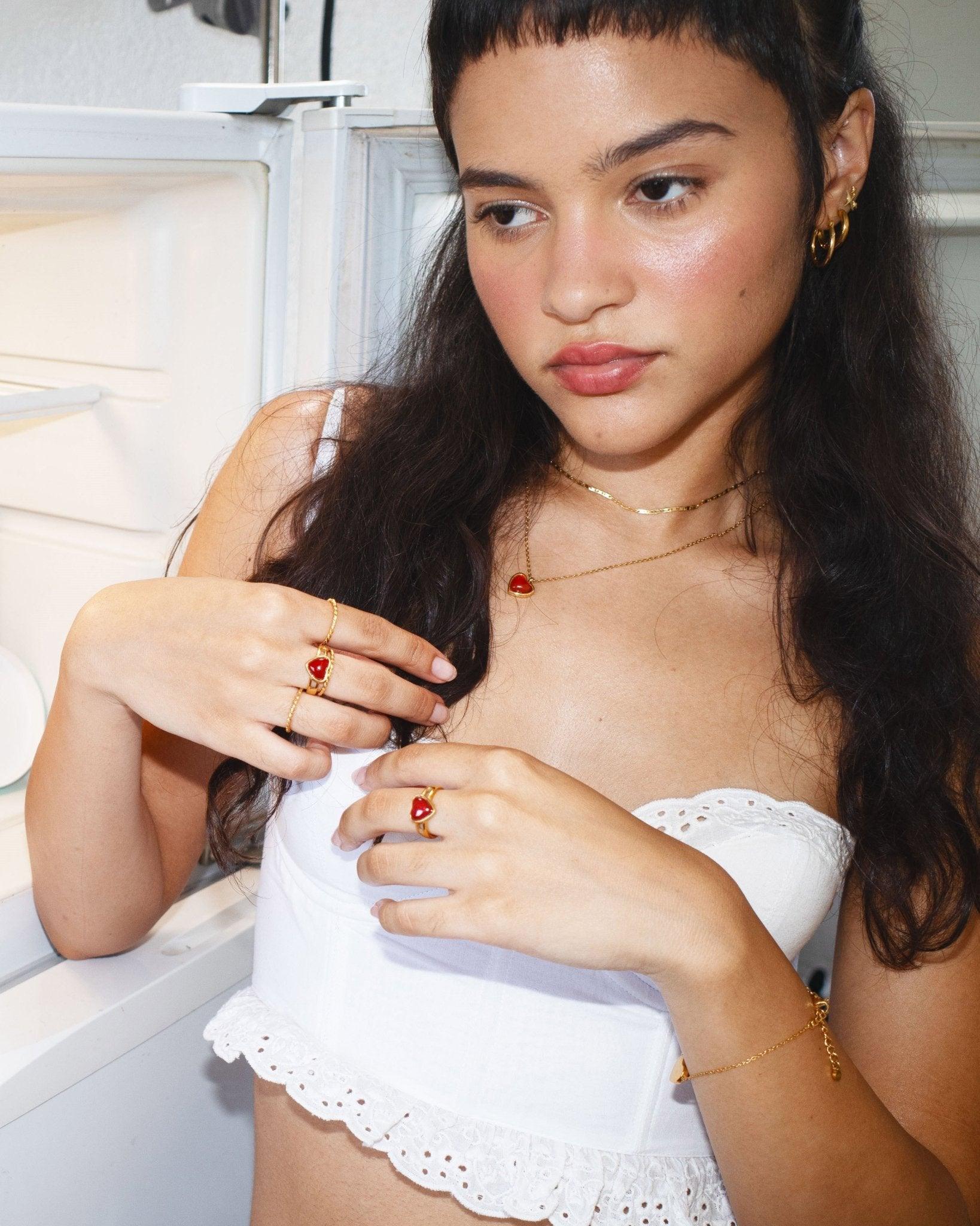 Carnelian Heart Necklace & Ring Set - Image 4