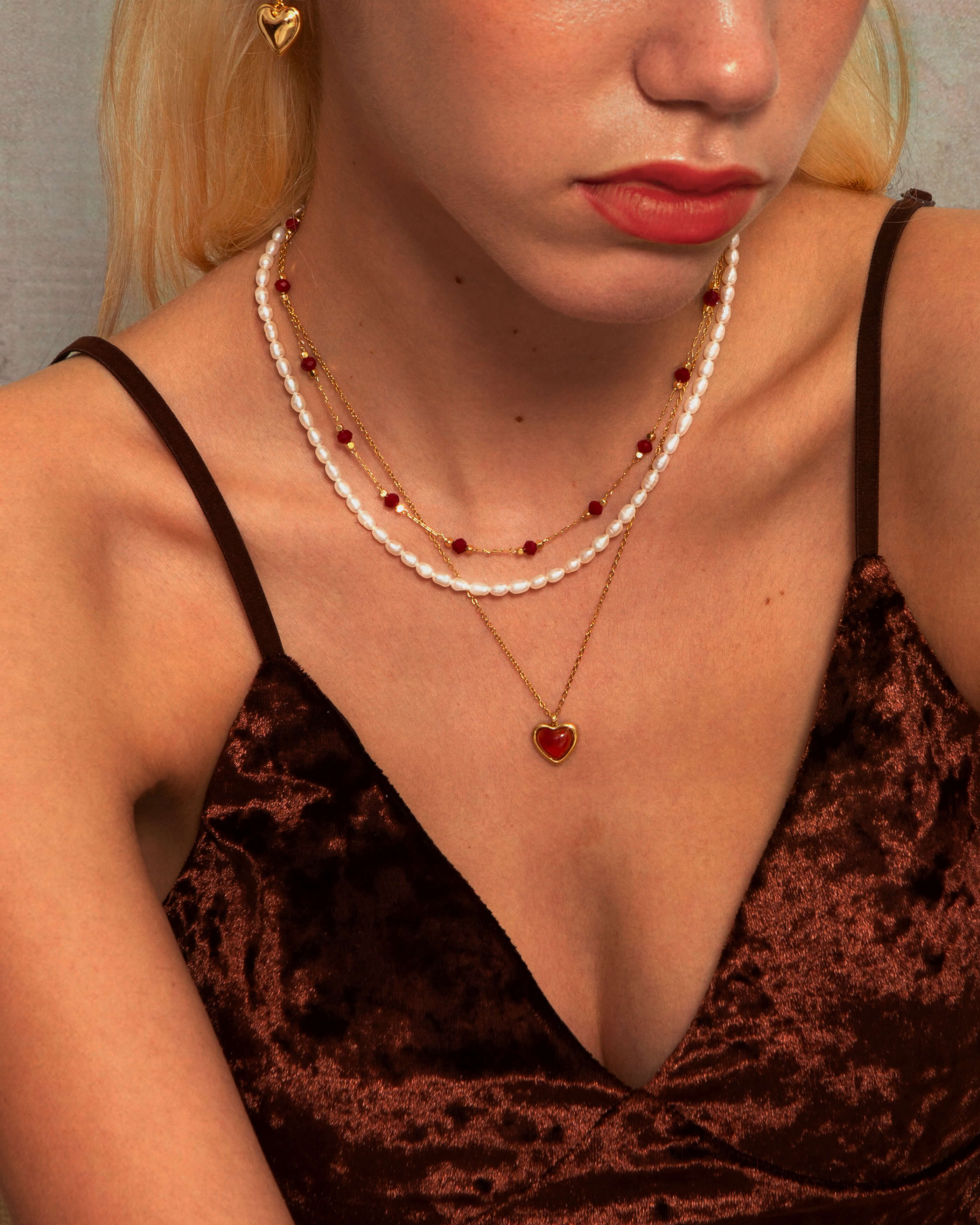 Carnelian Stone Heart Necklace - Image 2