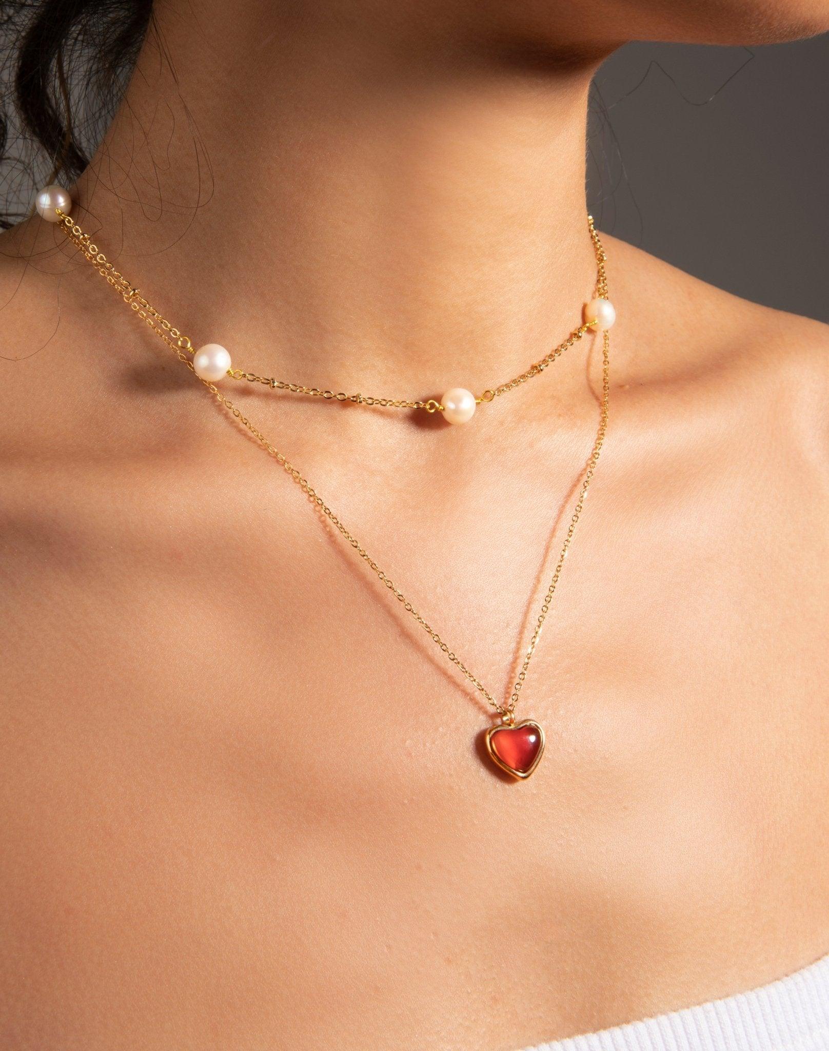 Carnelian Stone Heart Necklace - Image 7