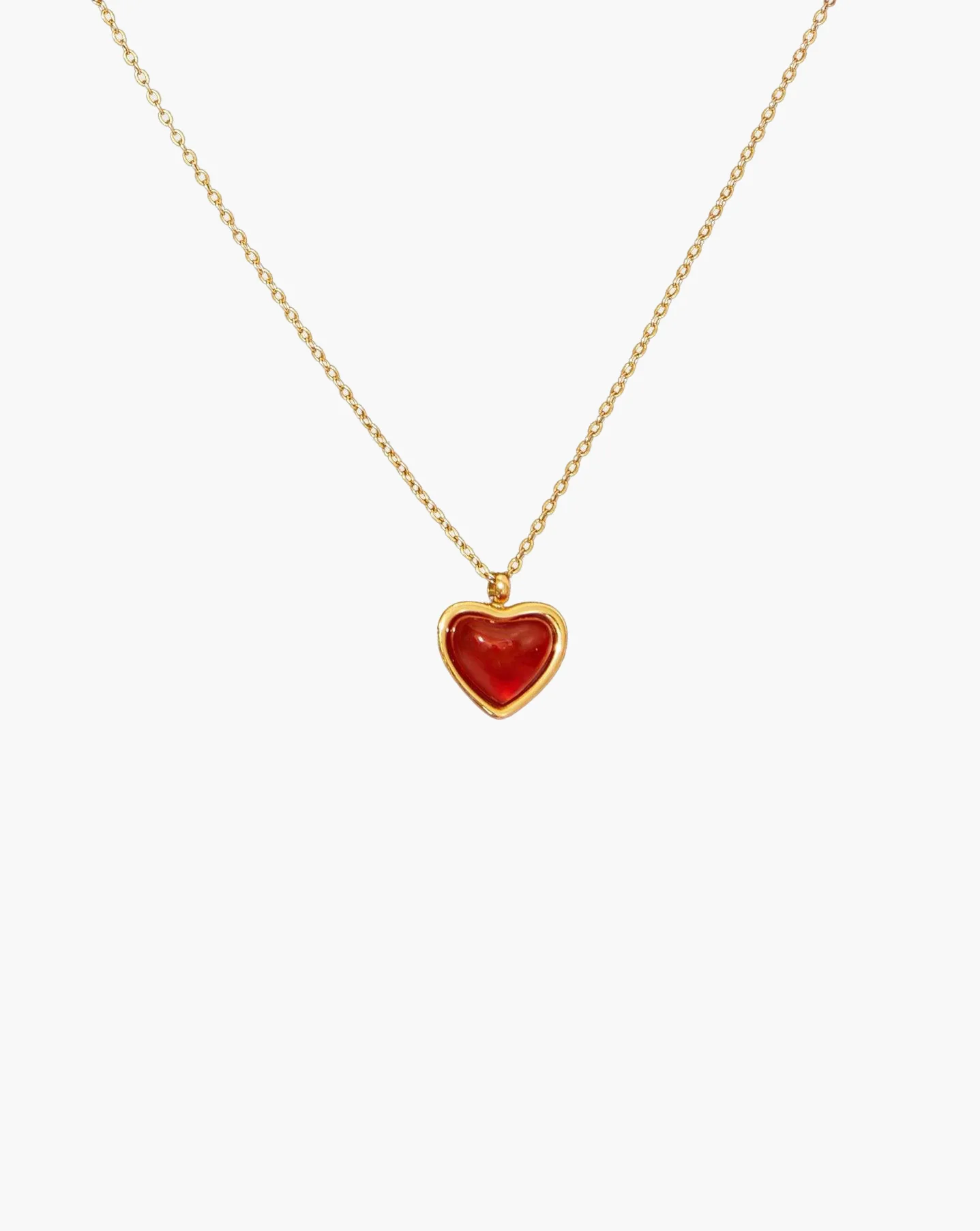 Carnelian Stone Heart Necklace in Silver - Image 5