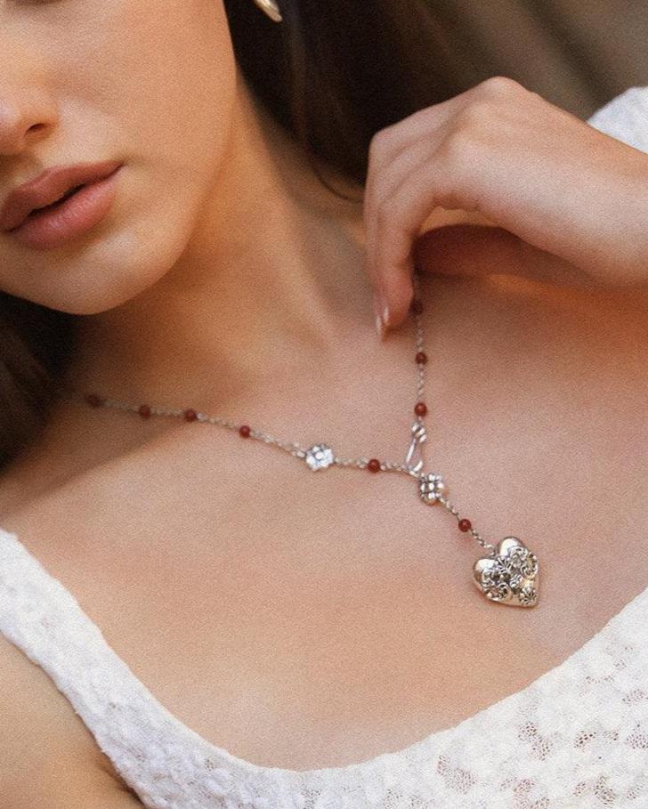 Carnelian Veil Lariat Necklace - Image 4