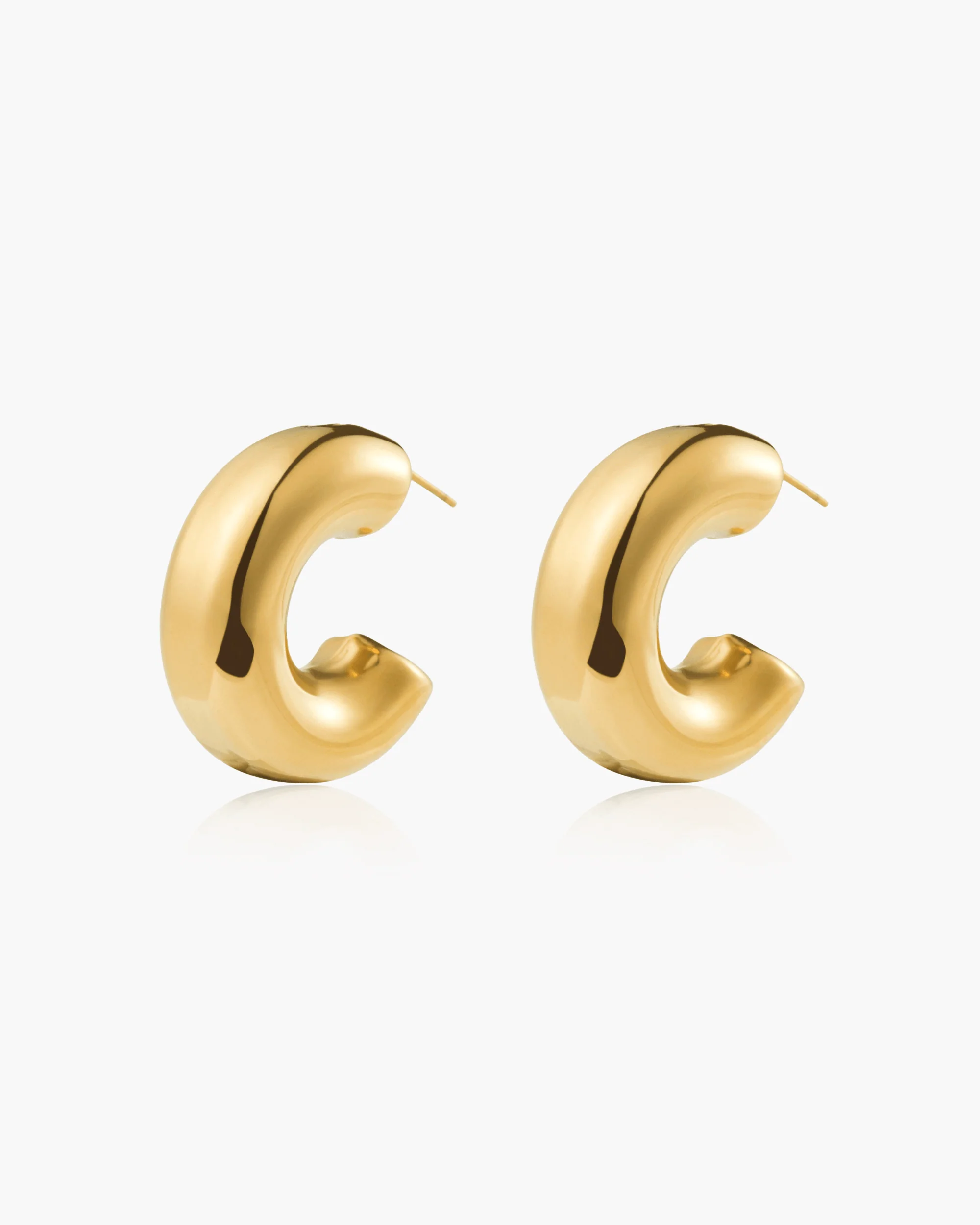 Chunky Hoop Earrings in Silver - Image 3
