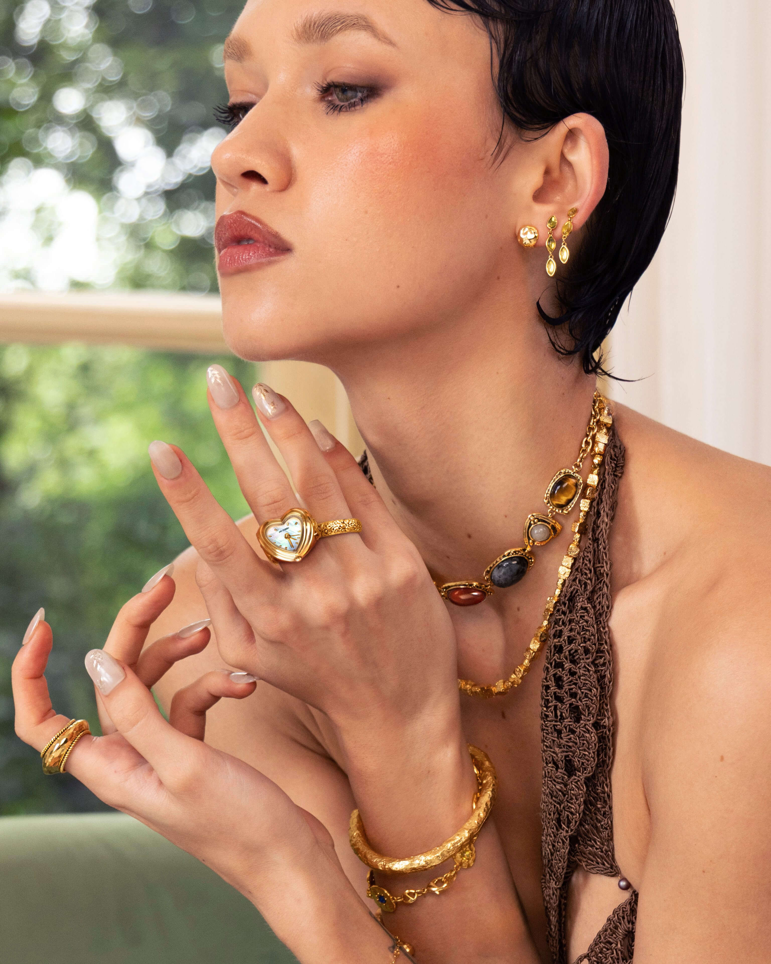 City Heart Watch Ring in Gold - Image 4