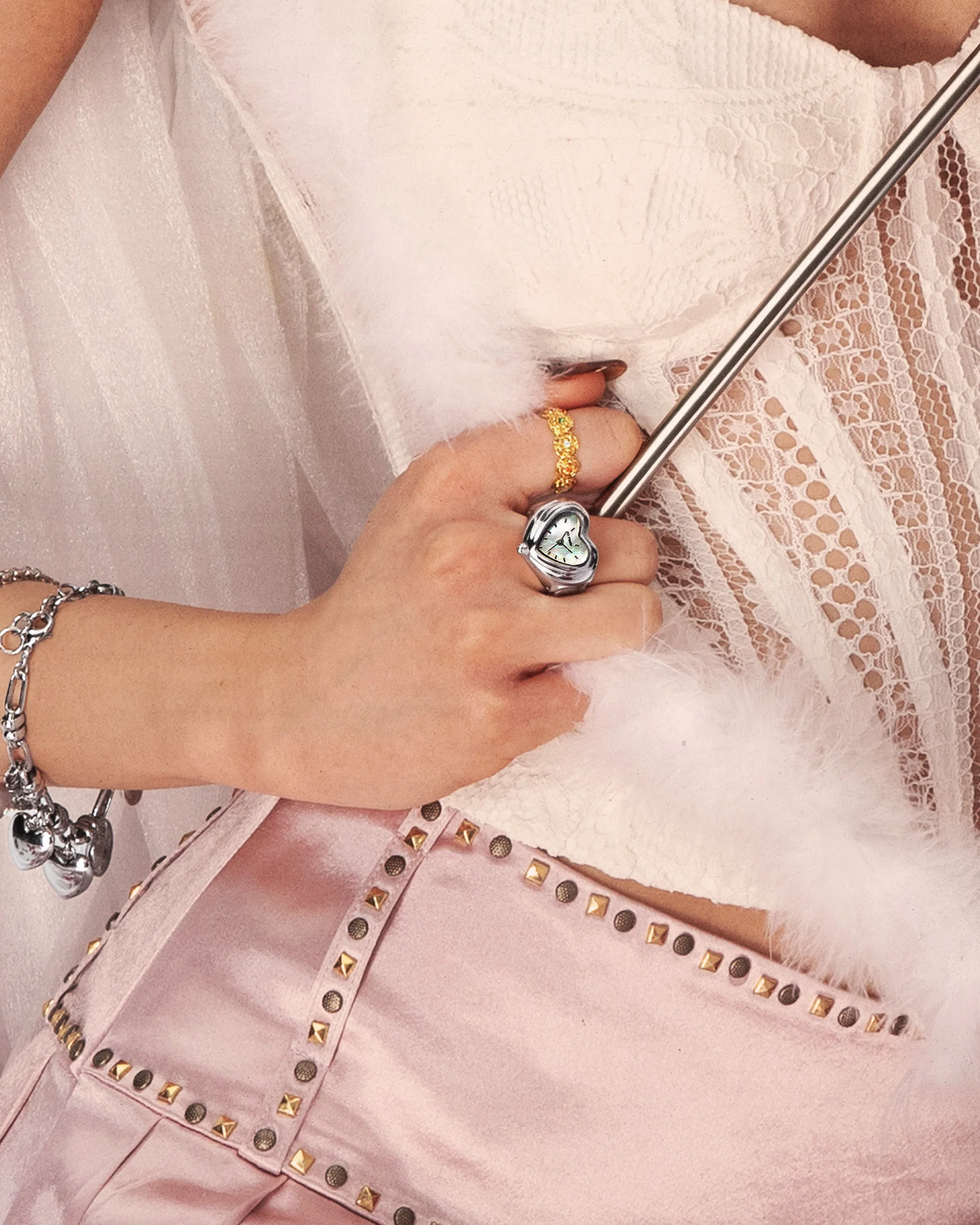 City Heart Watch Ring in Silver - Image 4