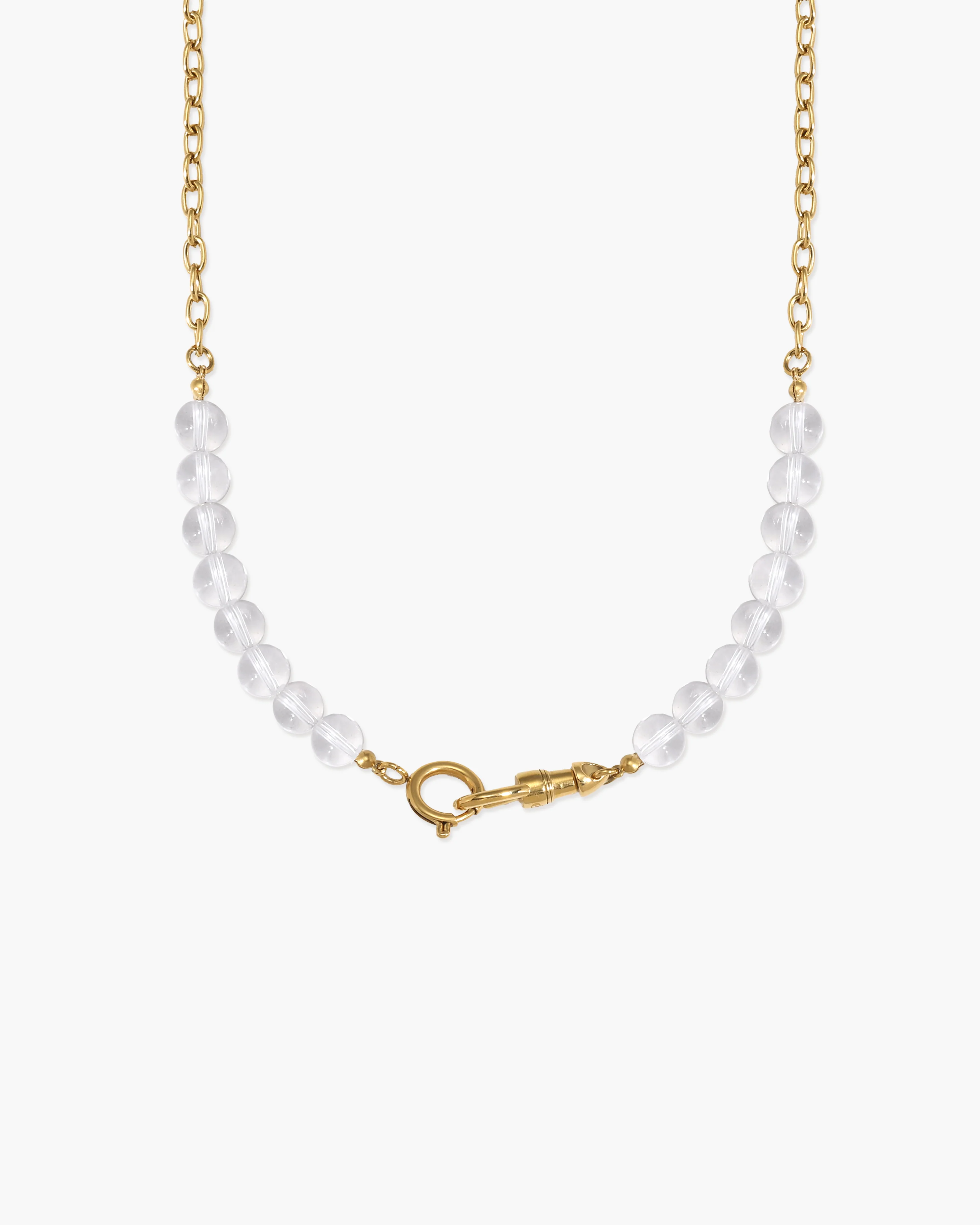 Clear Quartz Beaded Necklace with Charm Holder Clasp - Image 3