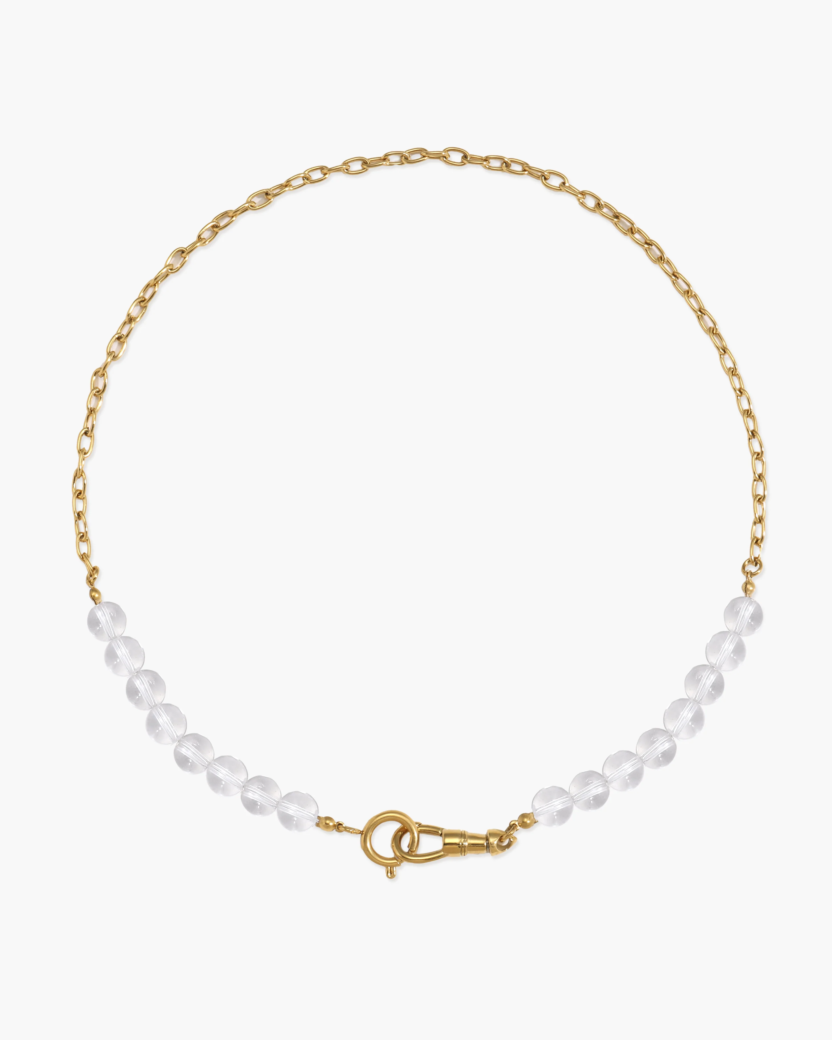 Clear Quartz Beaded Necklace with Charm Holder Clasp - Image 4