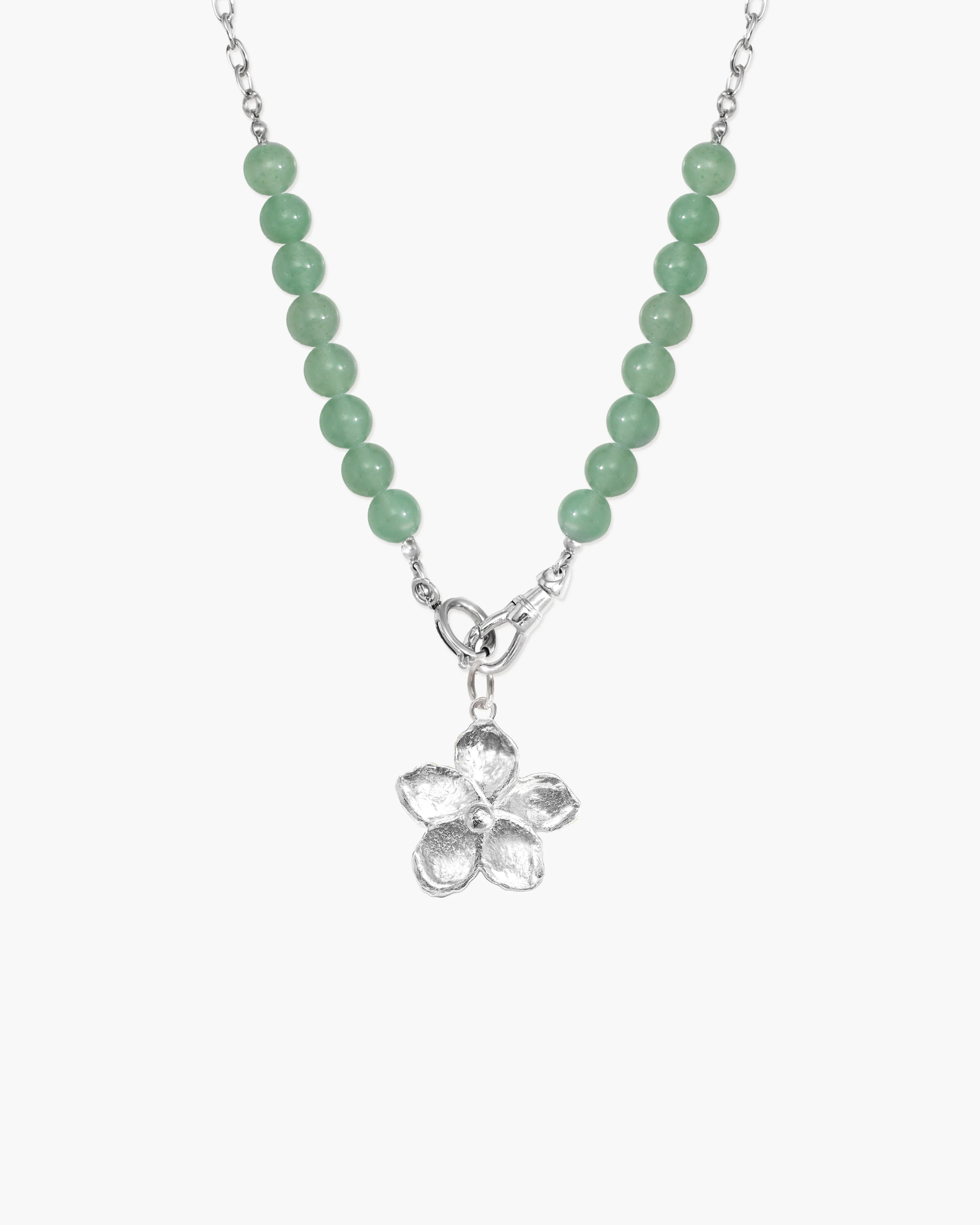 Clear Quartz Beaded Necklace with Charm Holder Clasp - Image 6