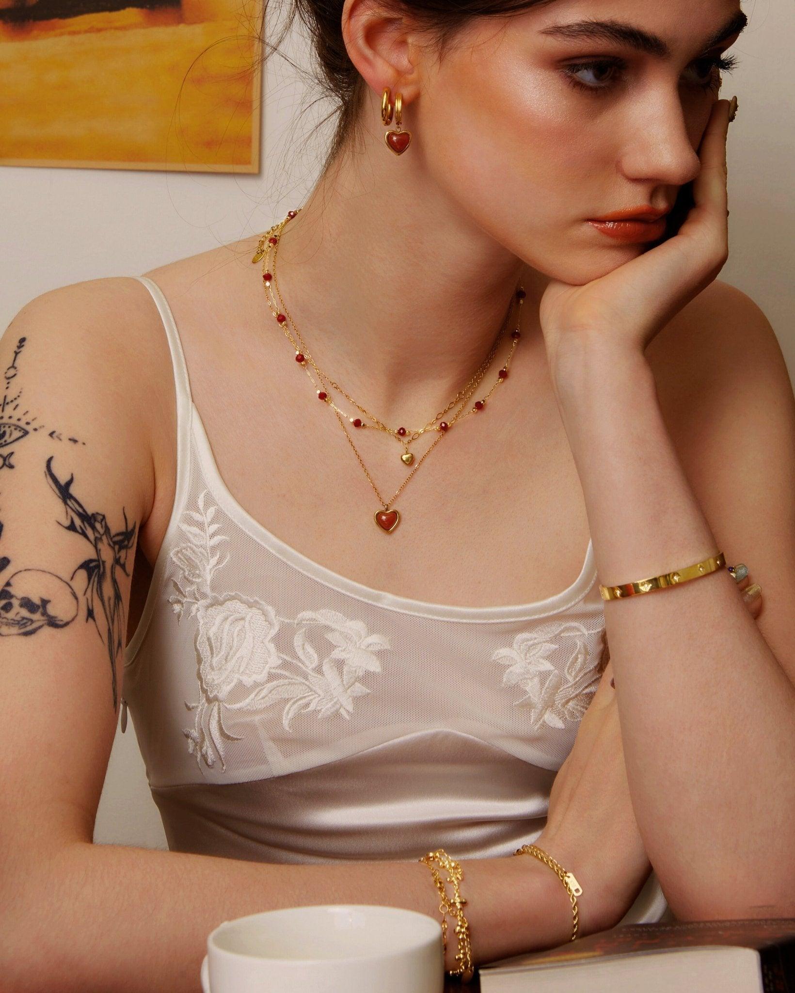 Carnelian Stone Heart Necklace - Image 2