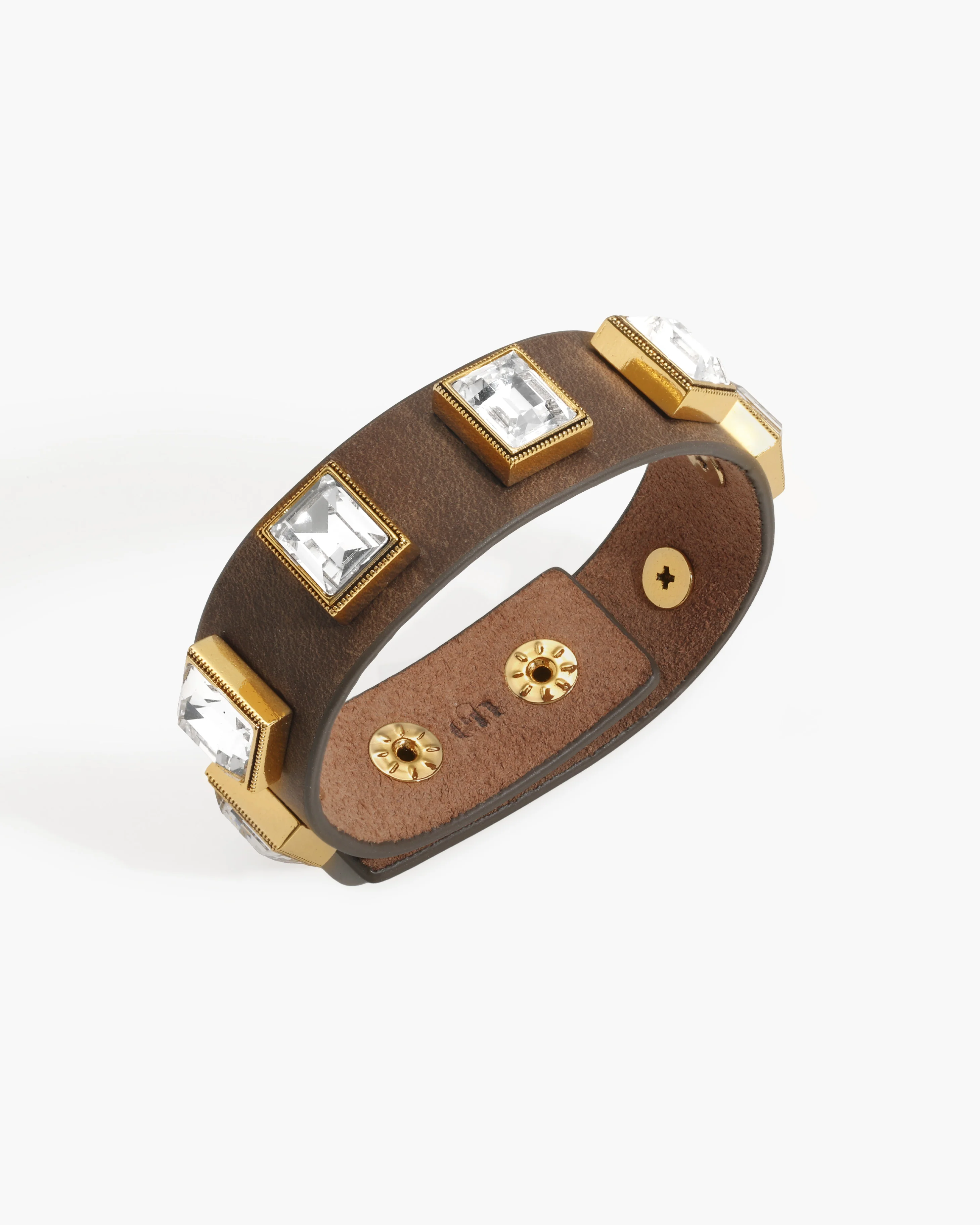 Crystal Studded Leather Wristband - Image 4