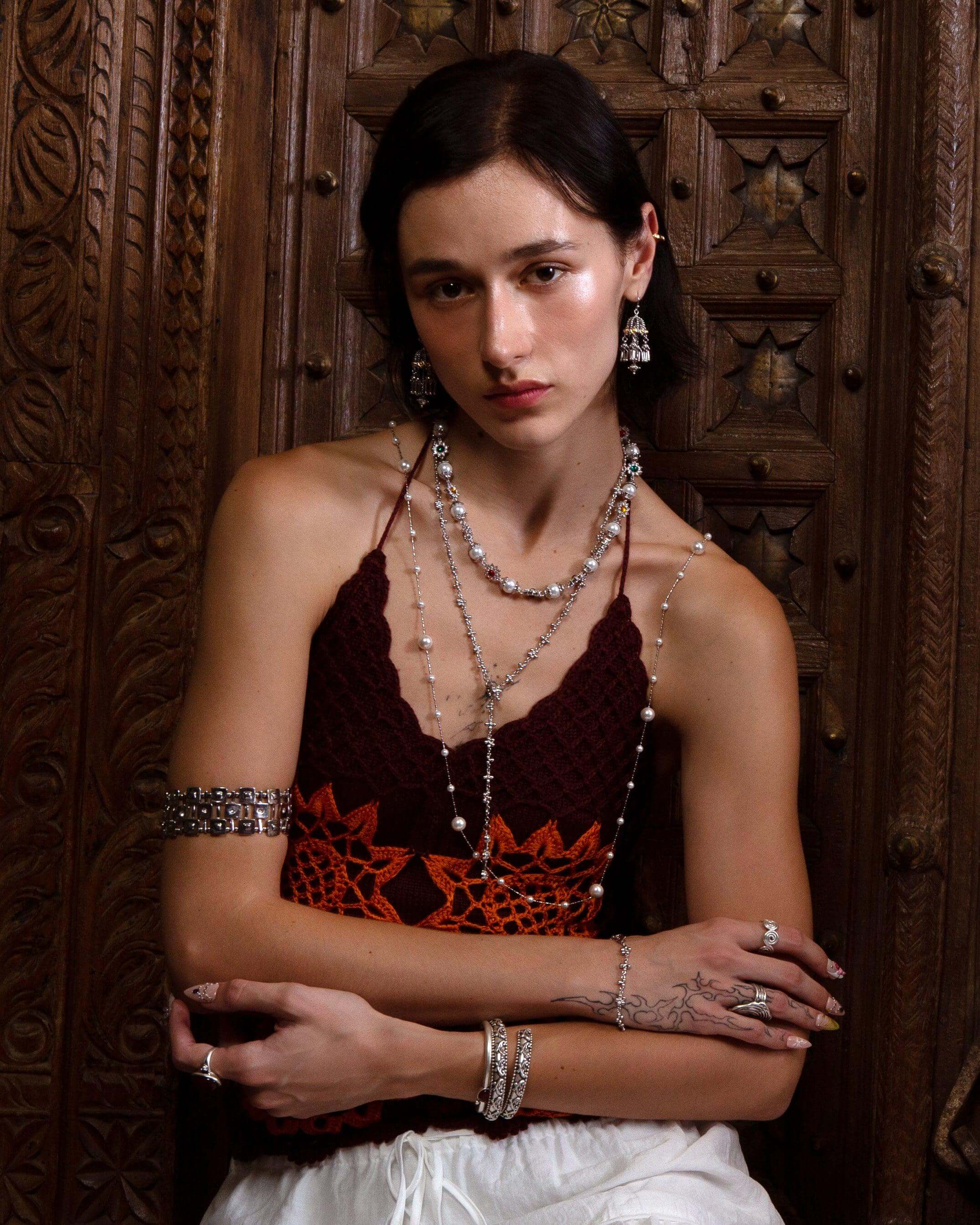Daisy Pearl Necklace in Silver - Image 3