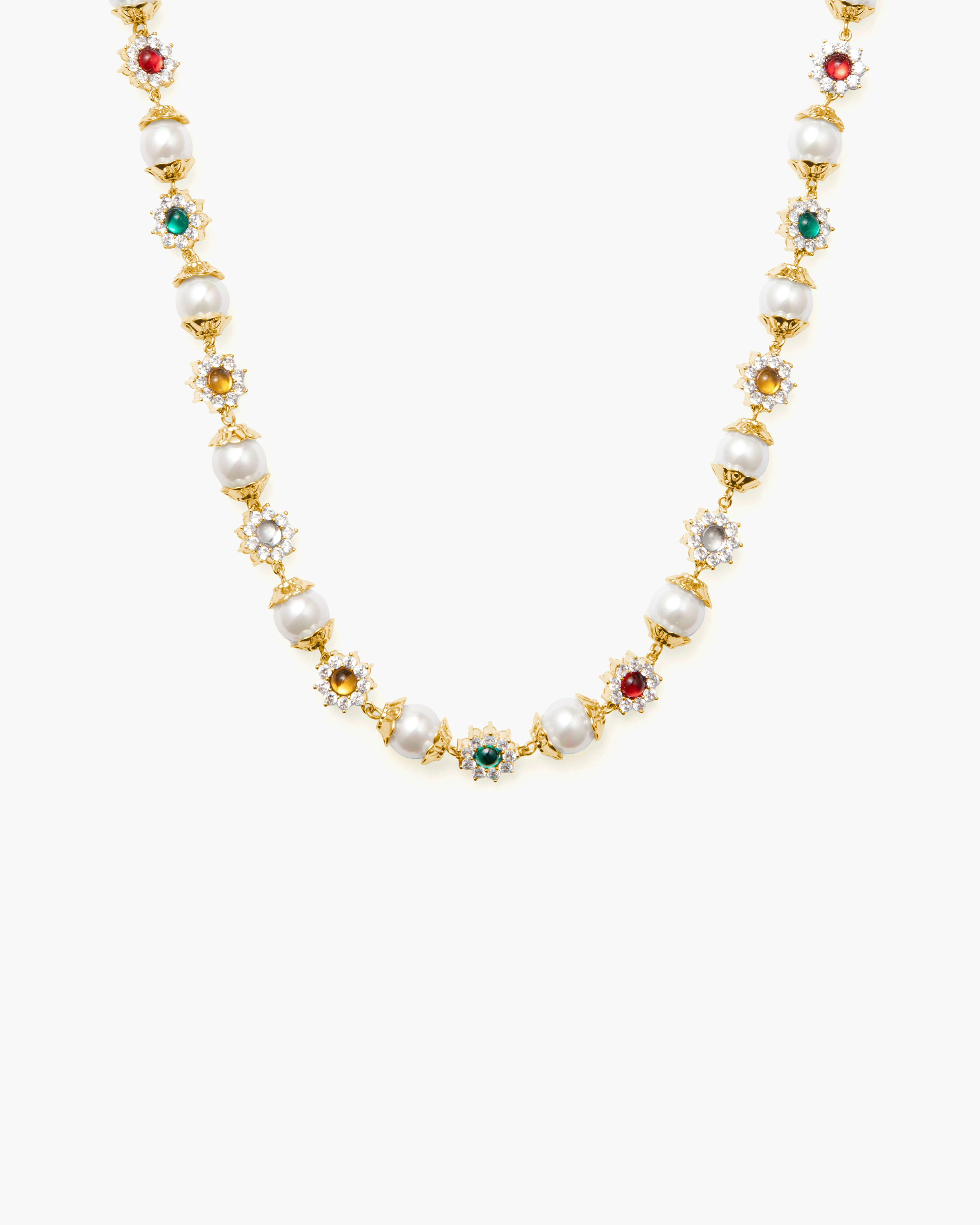 Daisy Pearl Necklace in Silver - Image 6