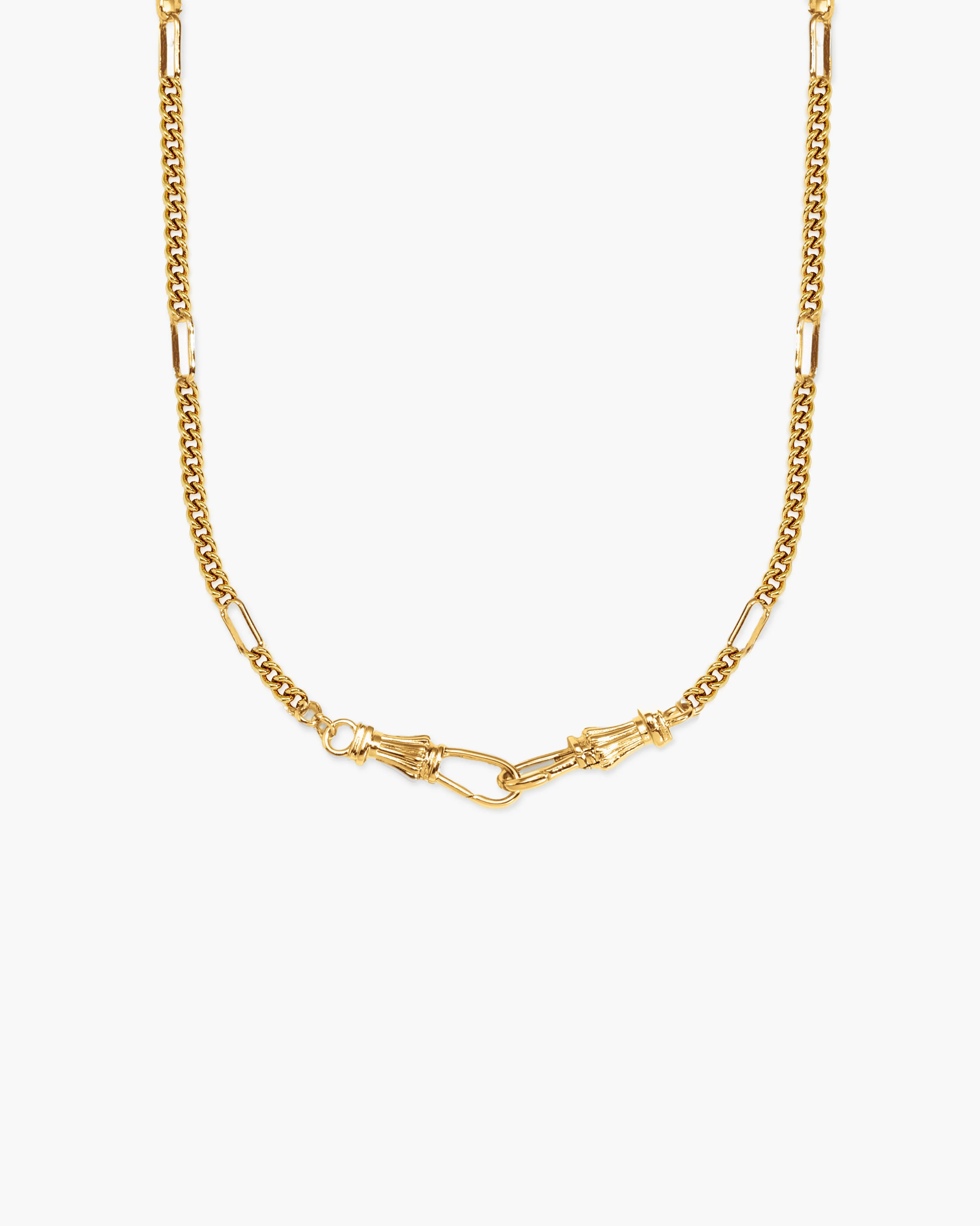 Deco Clasp Chain Necklace in Gold