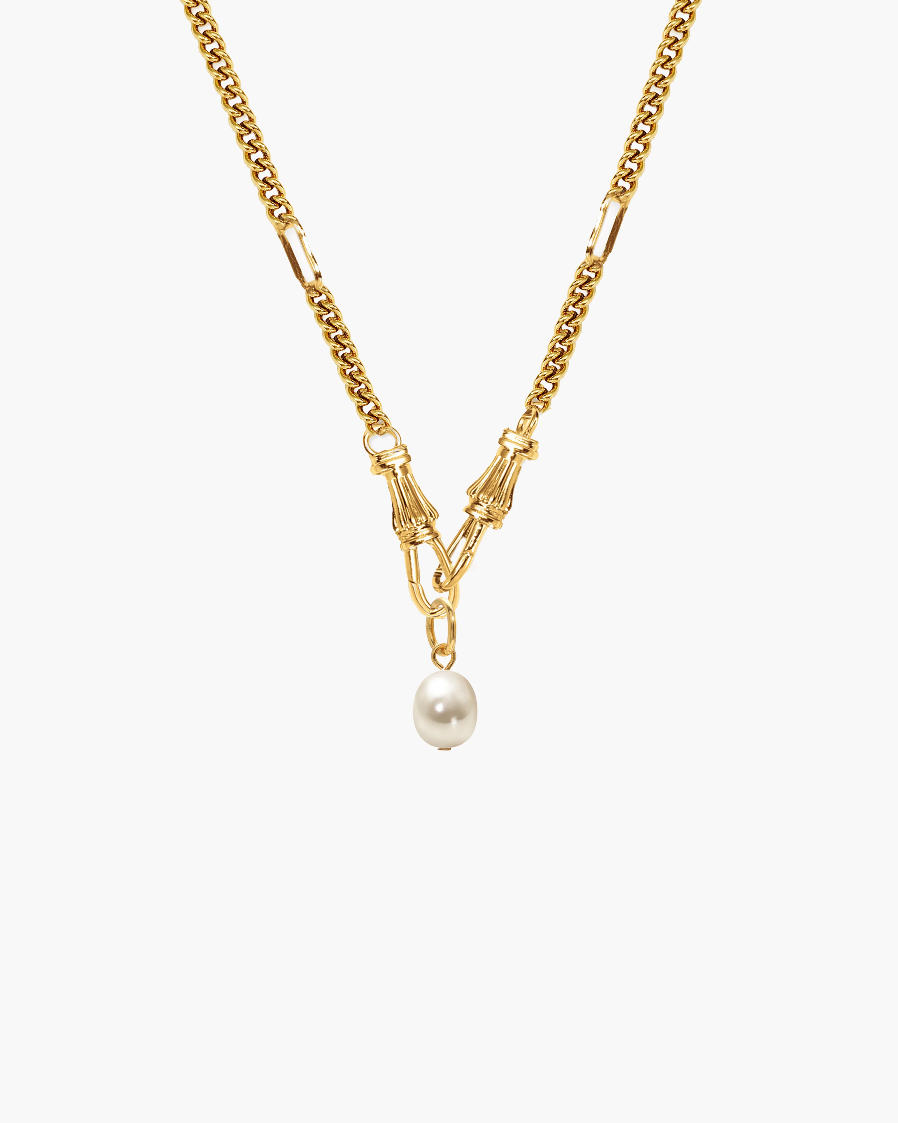 Deco Clasp Chain Necklace in Gold - Image 11