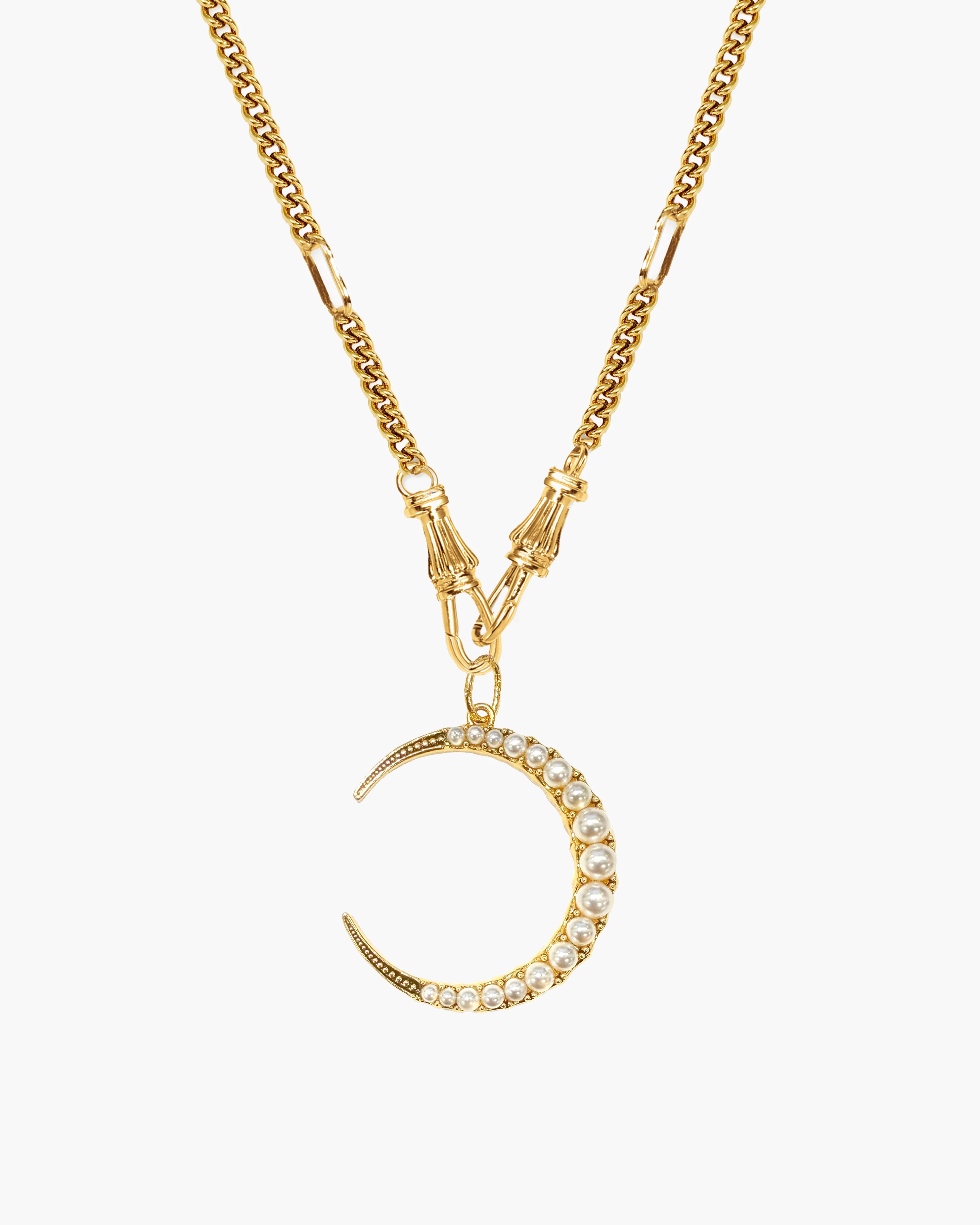Deco Clasp Chain Necklace in Gold - Image 20
