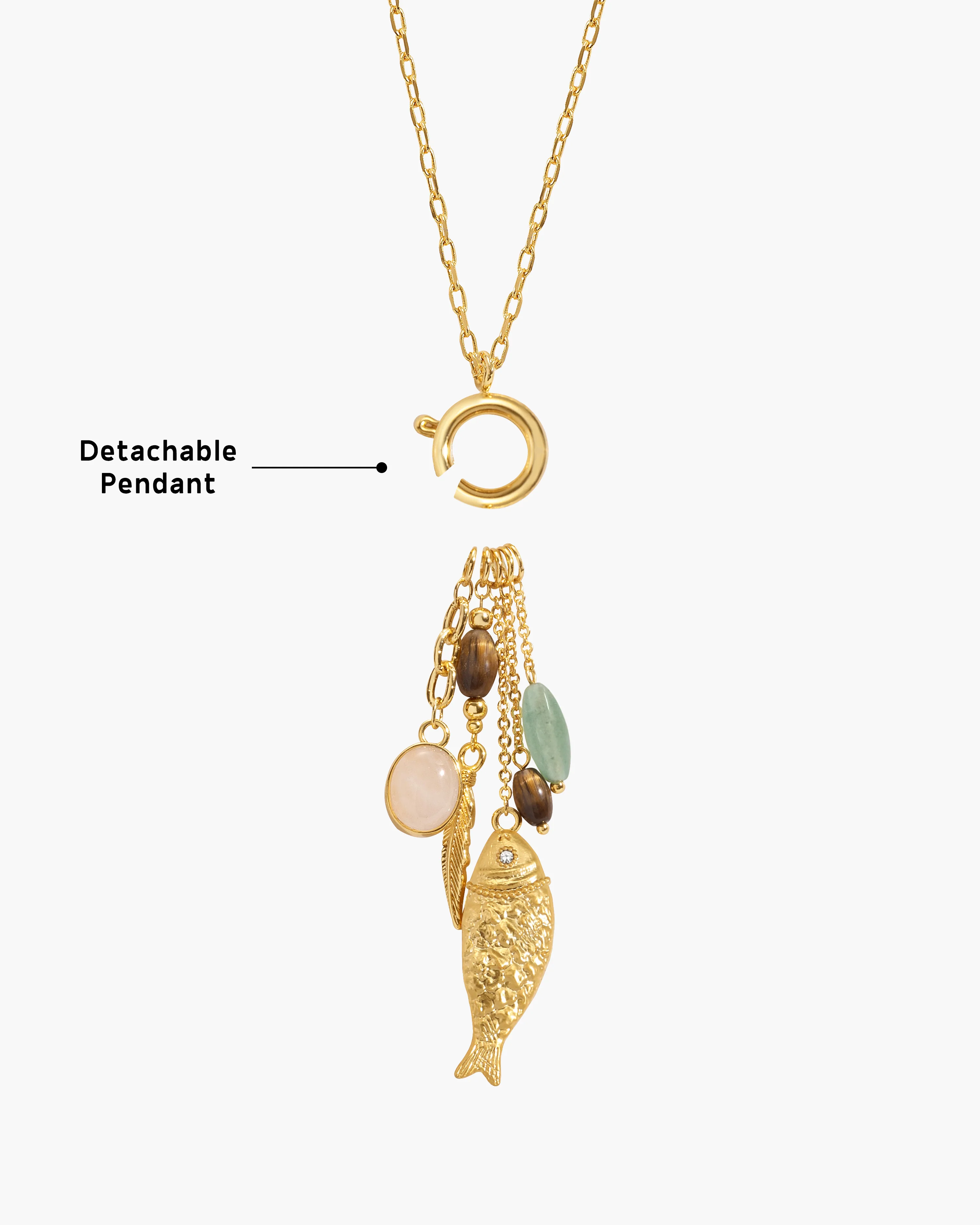 Drifter Multi-Charm Fish Pendant Necklace - Image 3