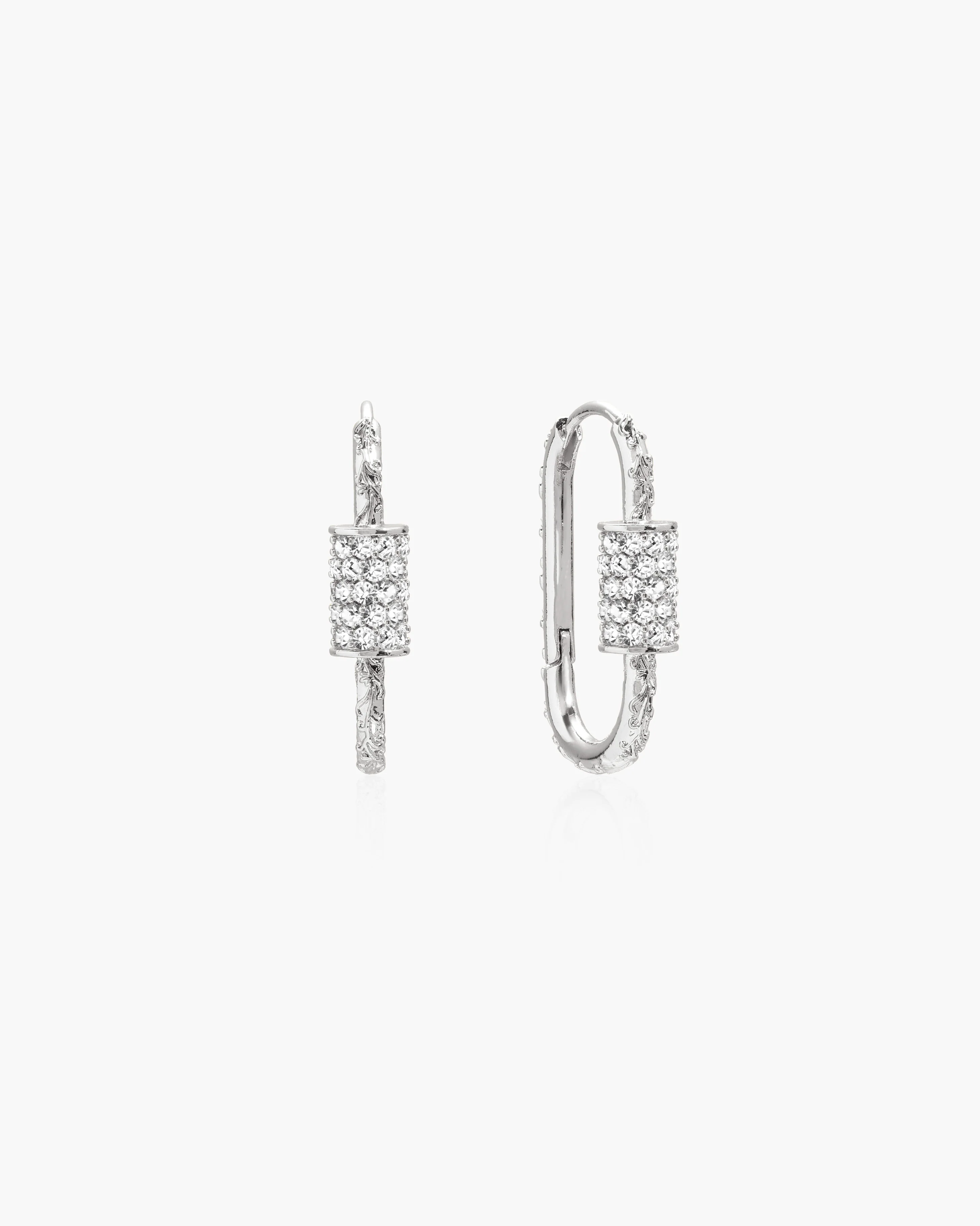 Eden Carabiner Huggie Earrings in Silver