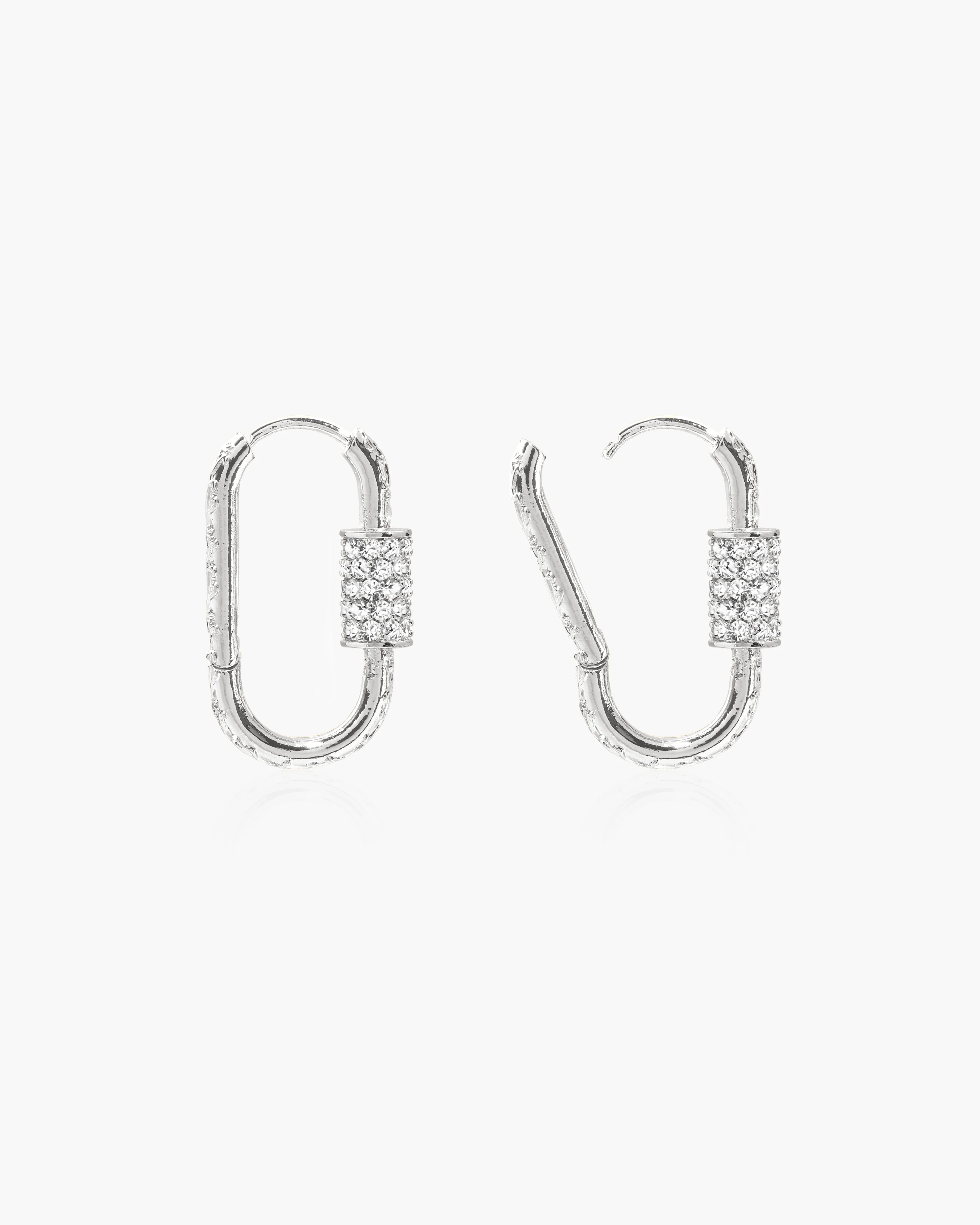 Eden Carabiner Huggie Earrings in Silver - Image 3