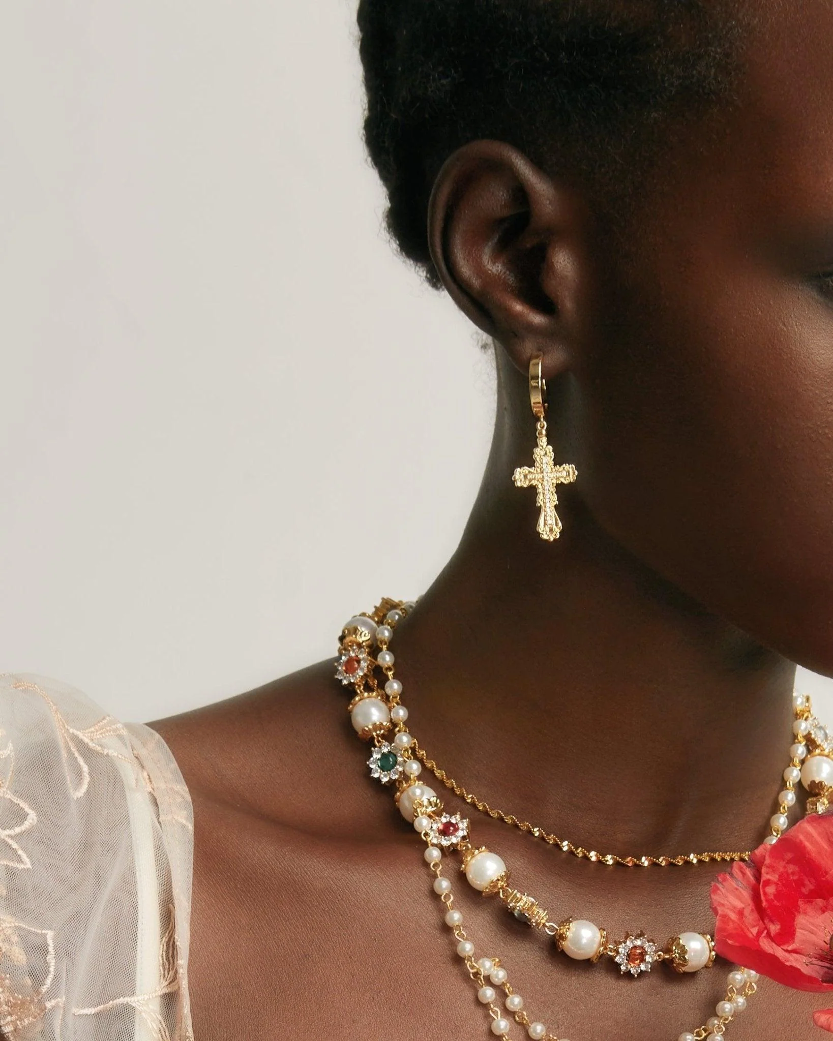 Everette Cross Earrings in Gold - Image 2