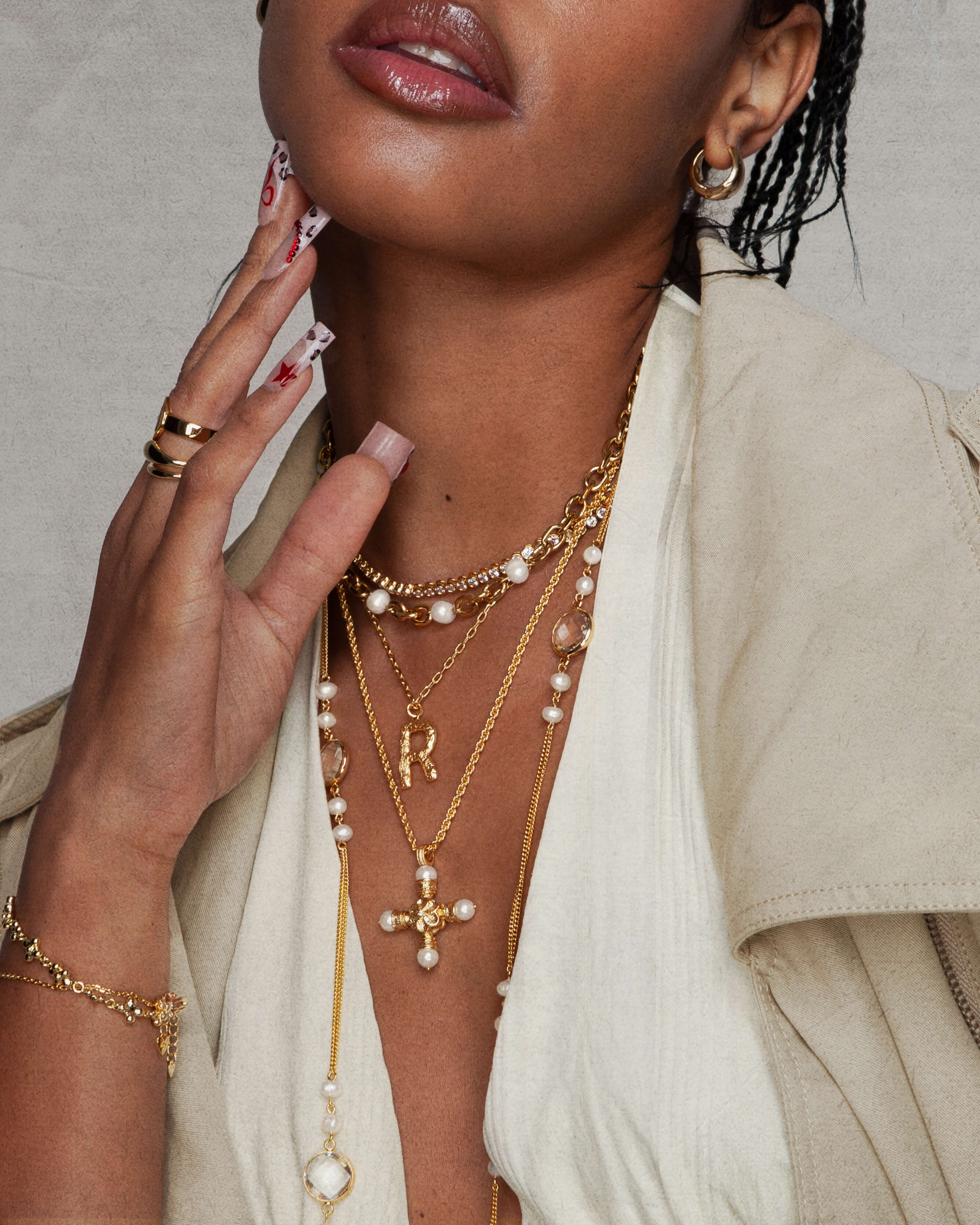 Florence Pearl Cross Necklace - Image 2