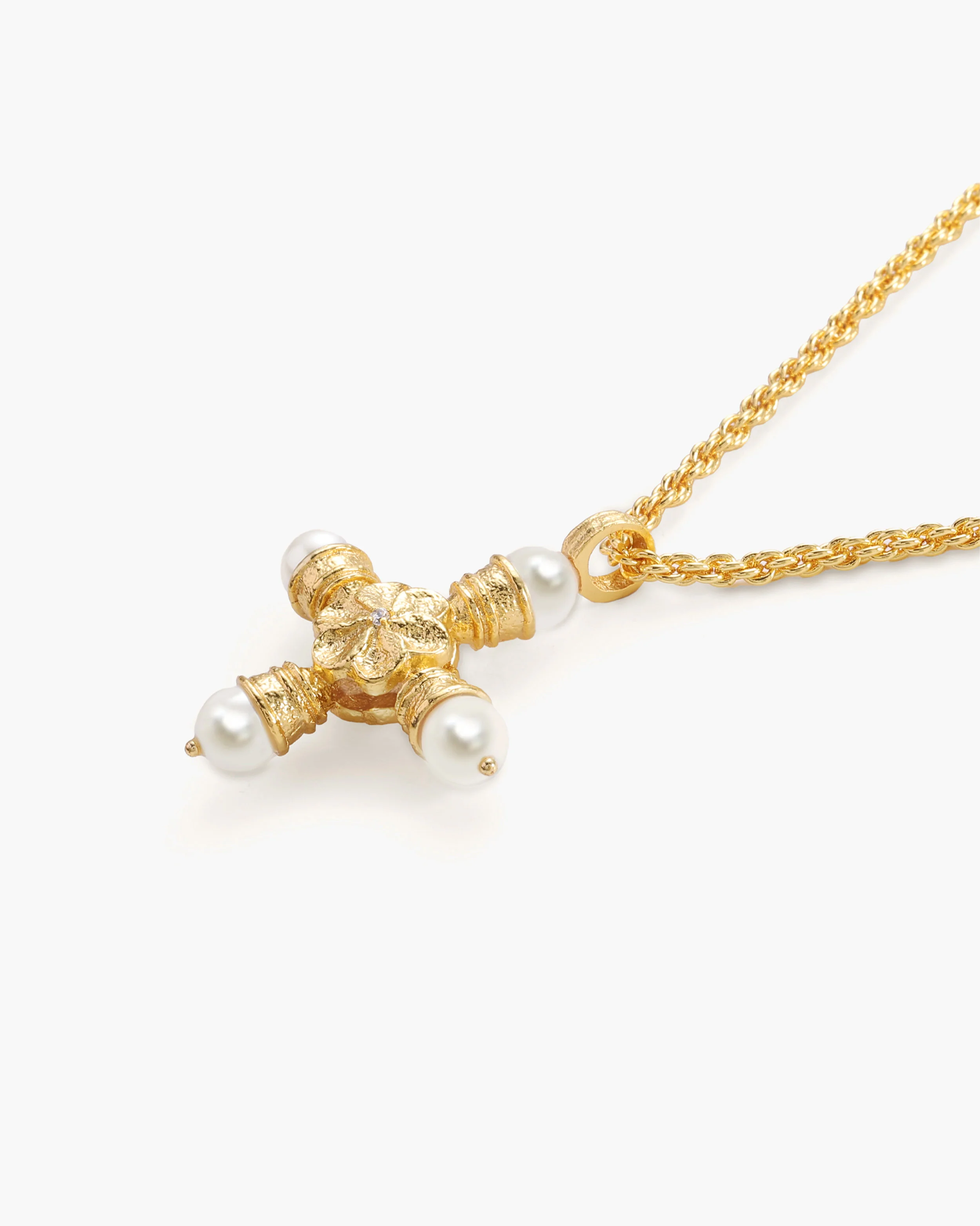 Florence Pearl Cross Necklace - Image 3