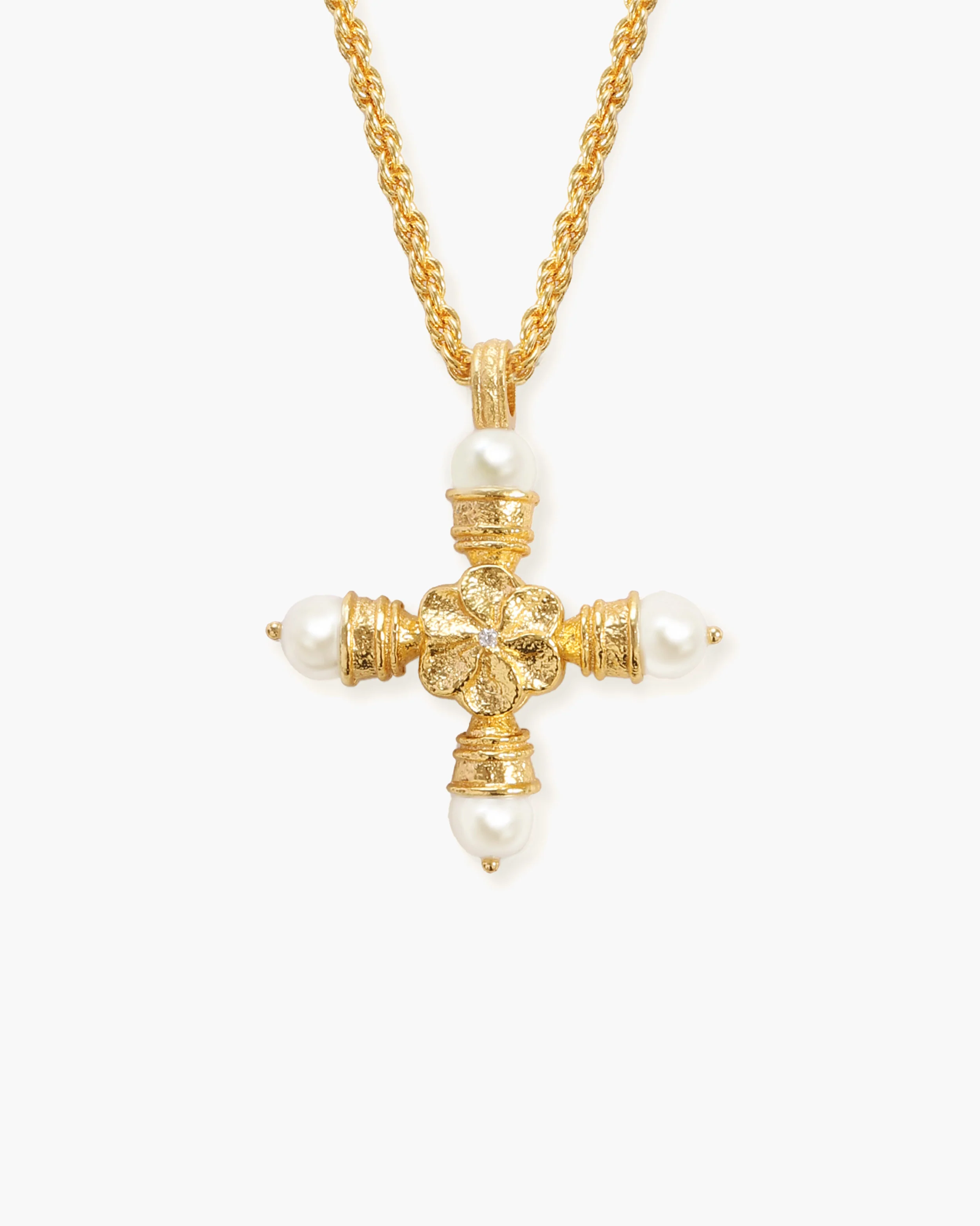 Florence Pearl Cross Necklace - Image 4