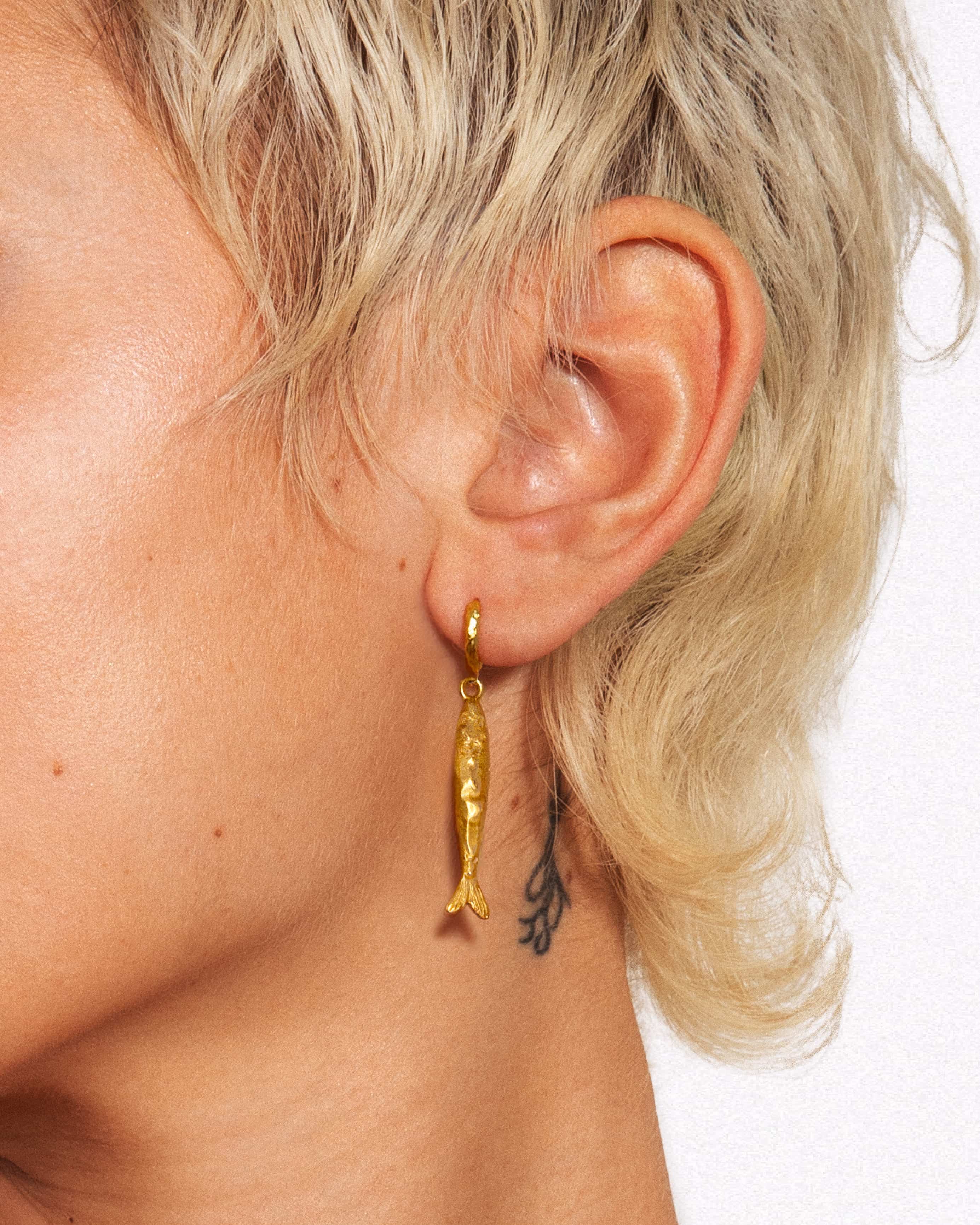 Gold Anchovy Earrings - Image 2