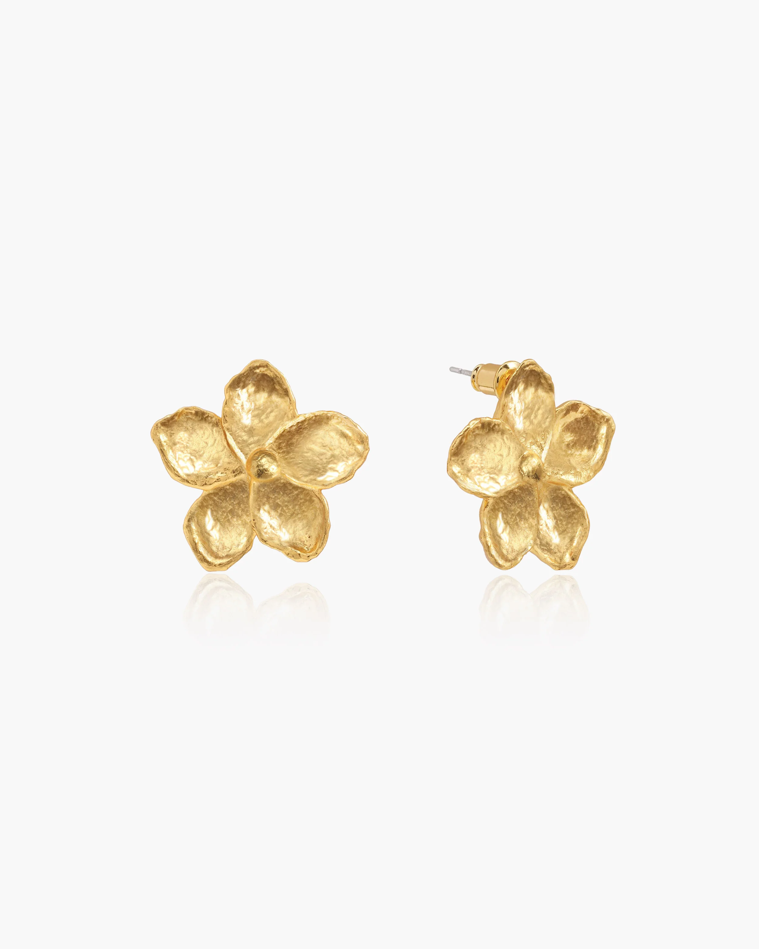 Gold Textured Floral Earrings