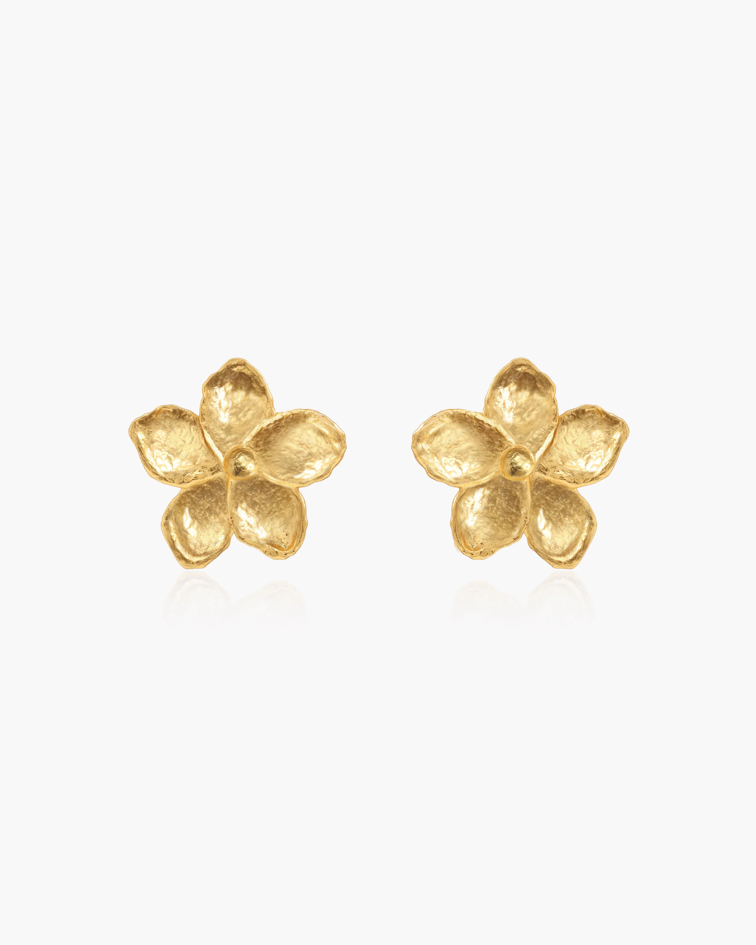 Gold Textured Floral Earrings - Image 3