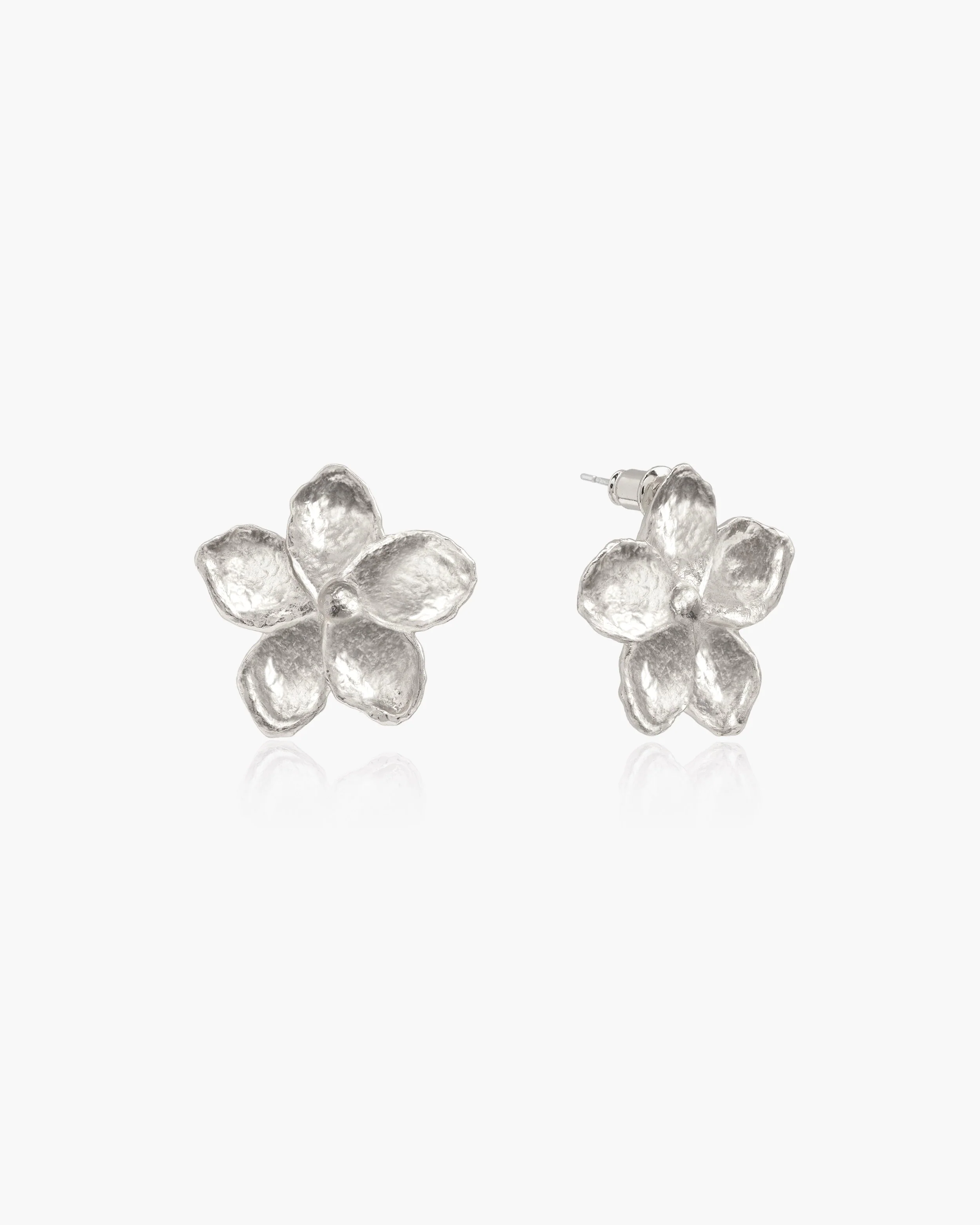 Gold Textured Floral Earrings - Image 4