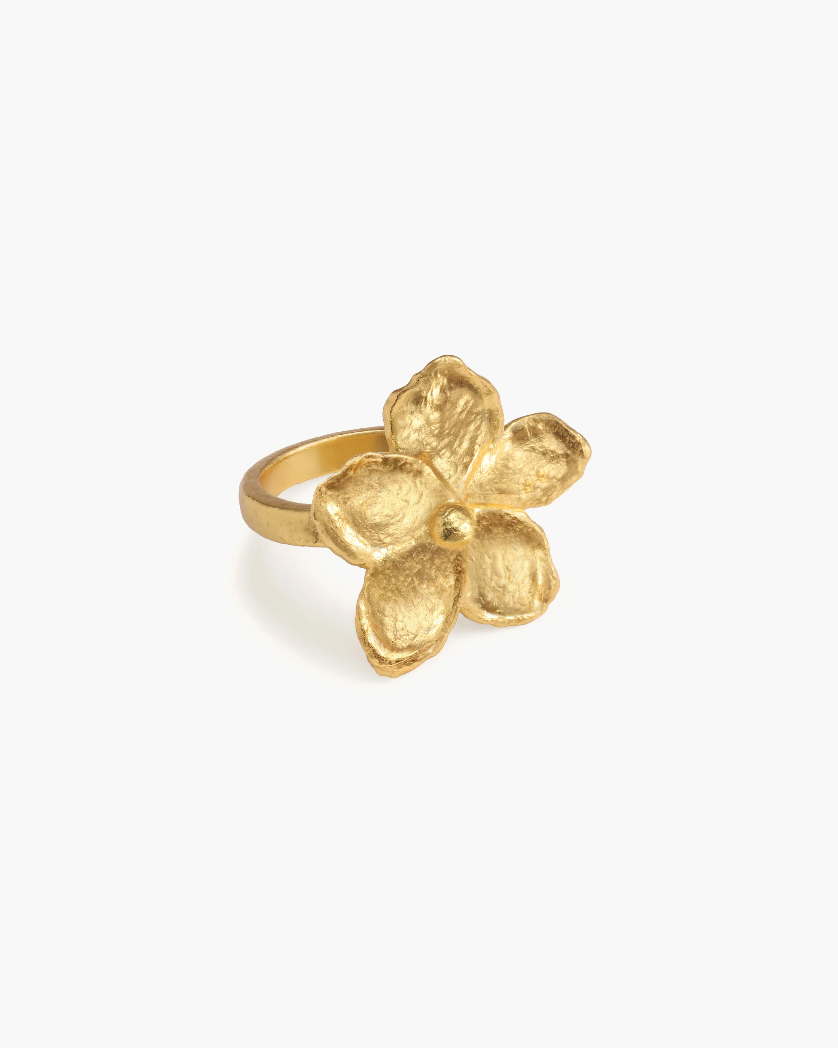 Gold Textured Floral Ring - Image 3