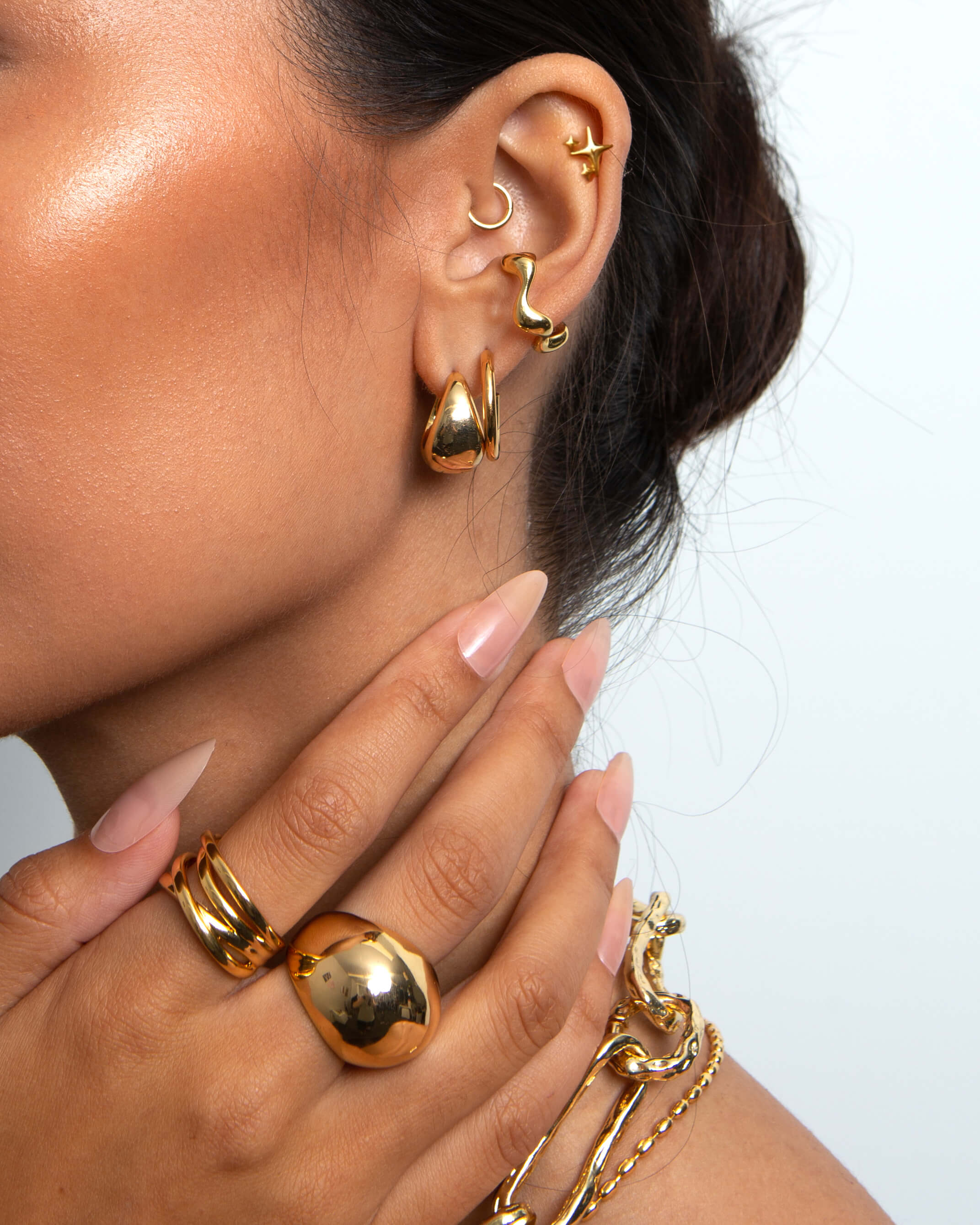 Gold Waterdrop Earrings - Image 4
