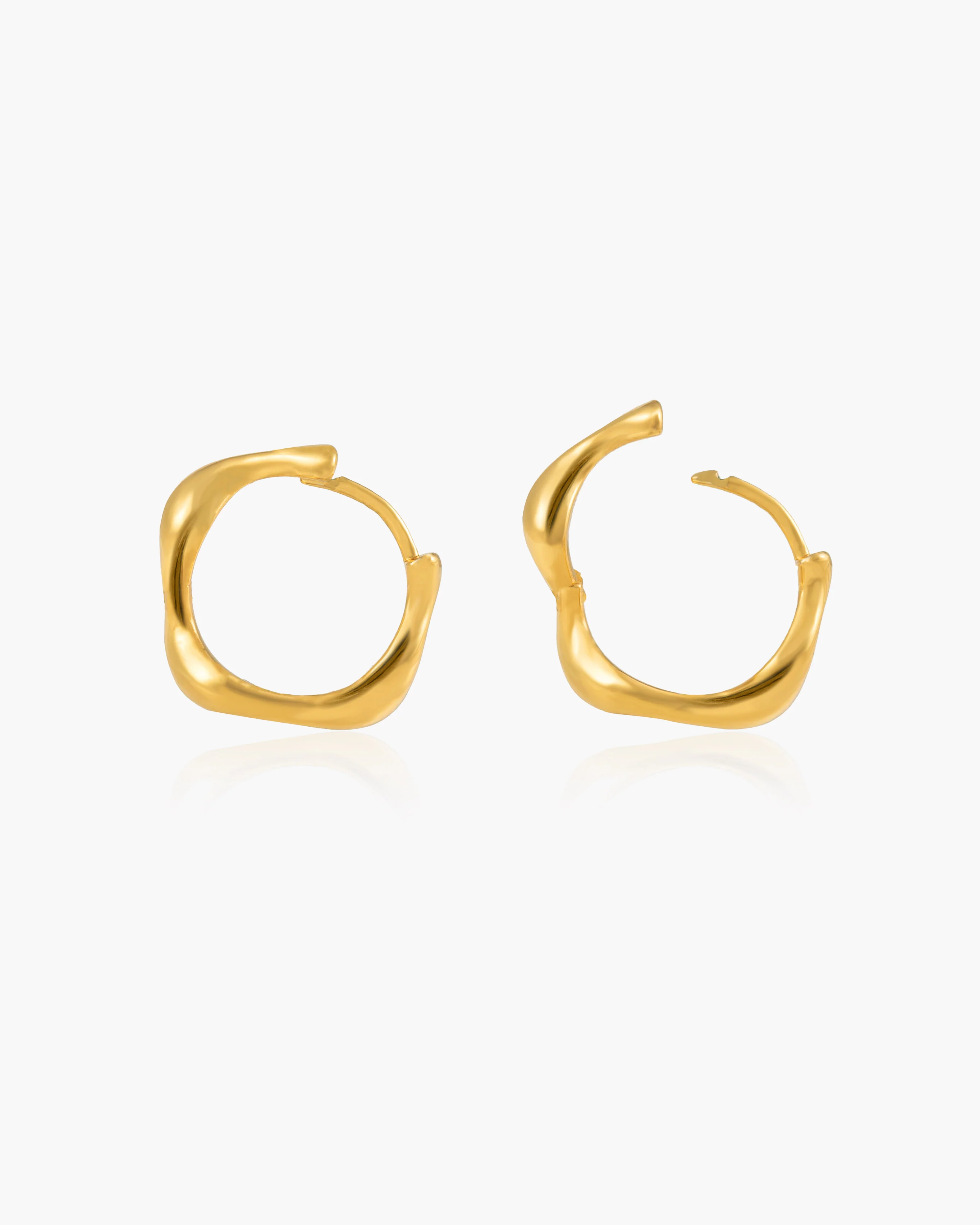 Gold Wave Hoop Earrings - Image 3