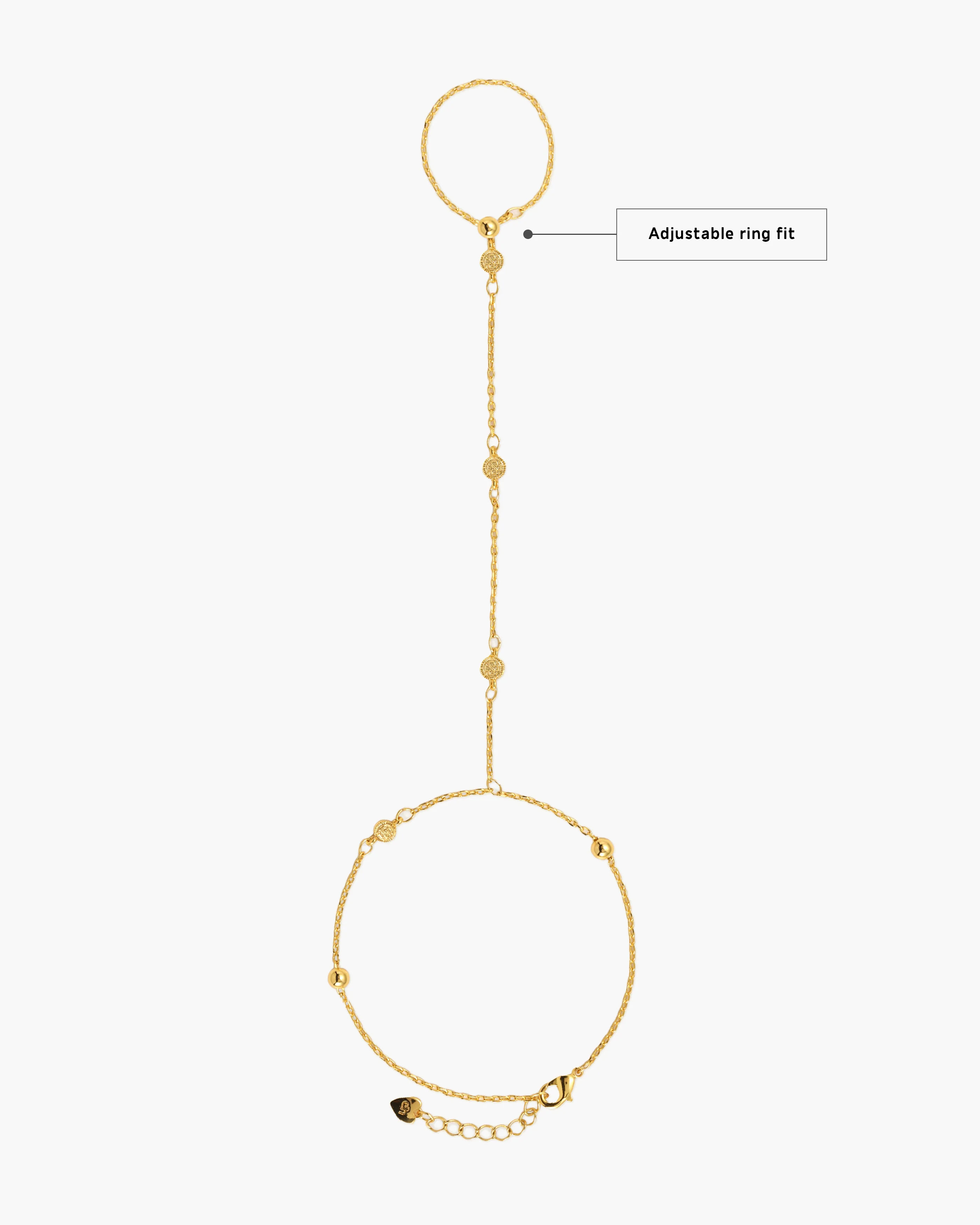 Golden Hojas Coin Hand Chain Bracelet - Image 4