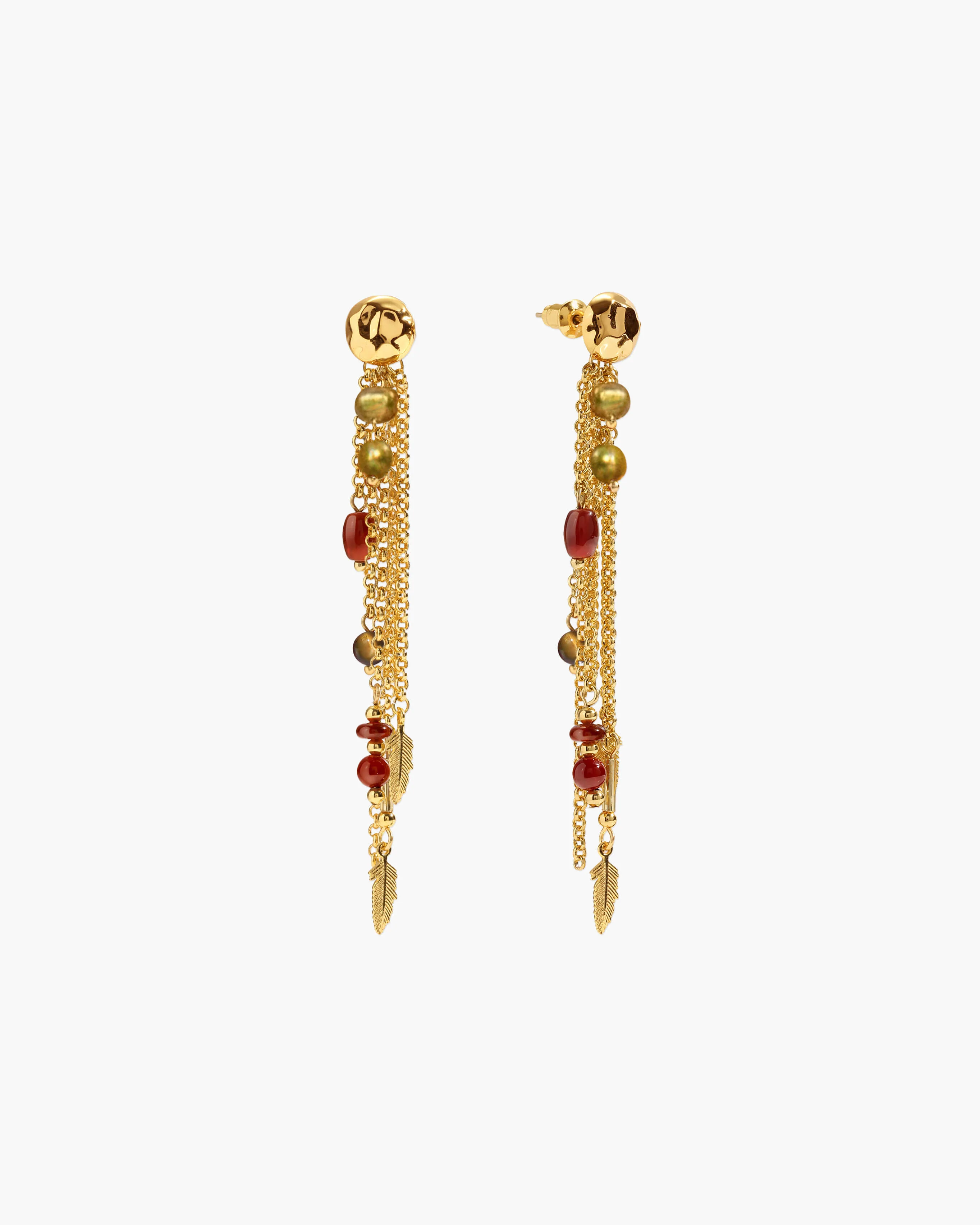 Golden Hush Beaded Tassel Earrings