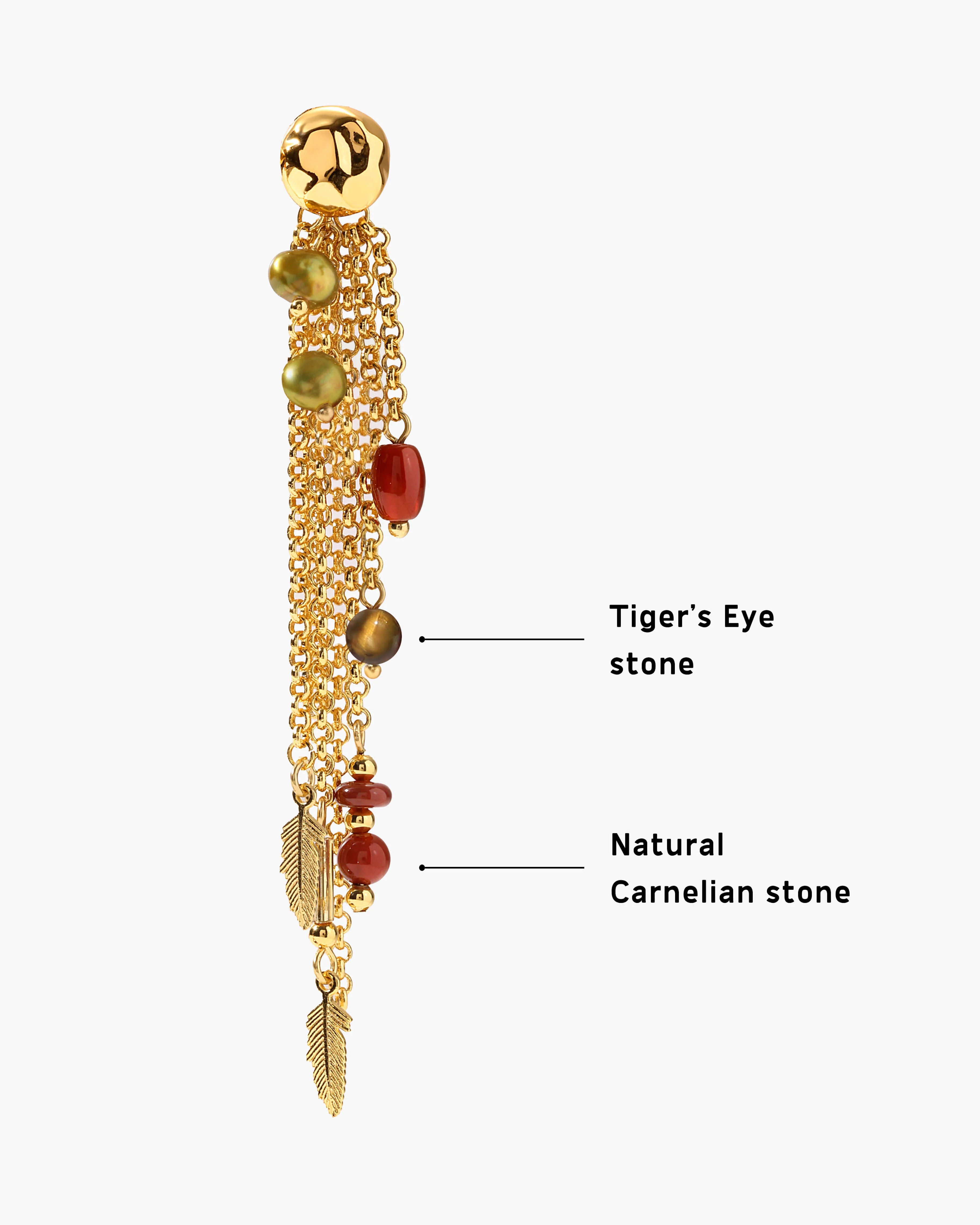 Golden Hush Beaded Tassel Earrings - Image 3
