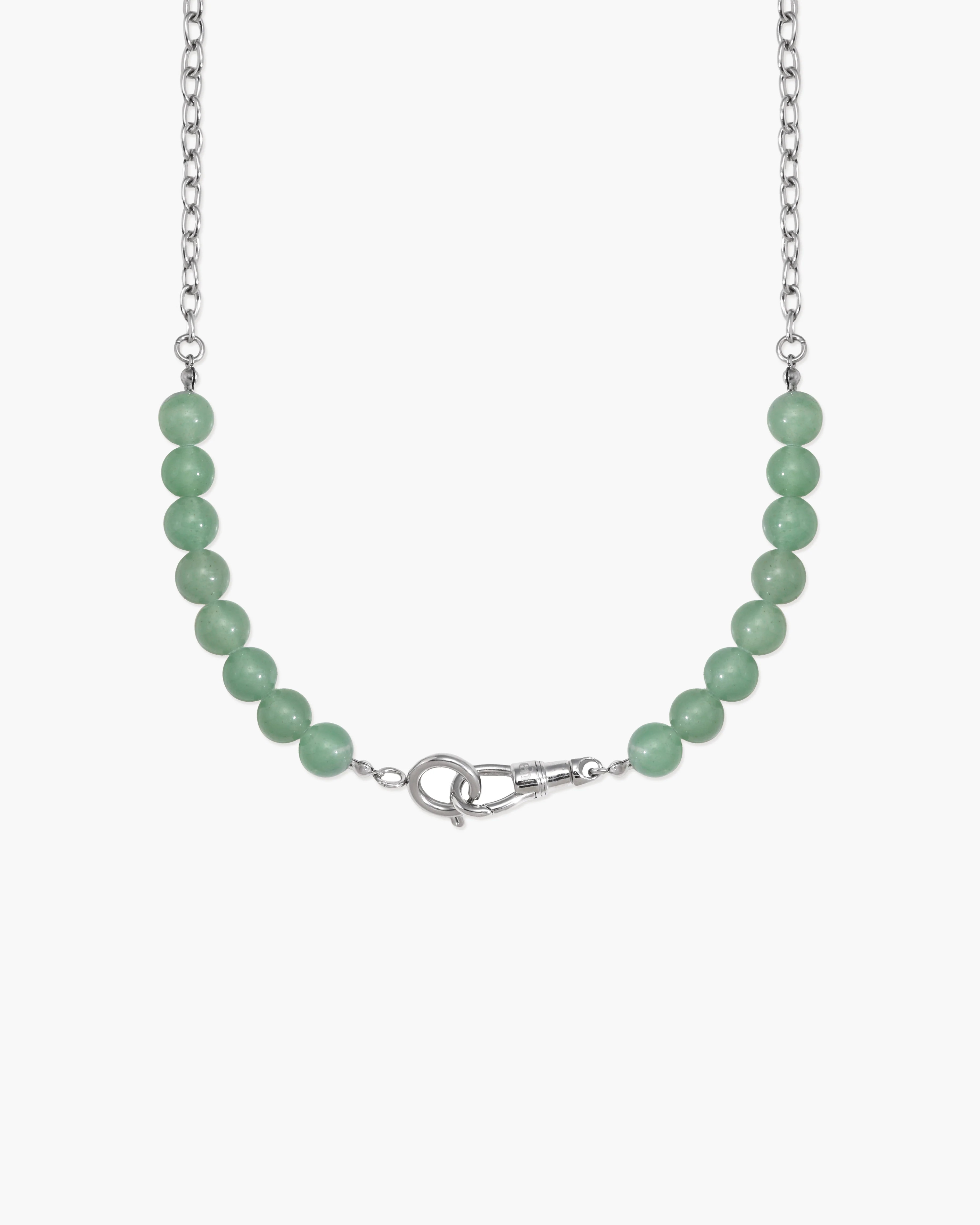 Green Aventurine Beaded Necklace with Charm Holder Clasp - Image 3
