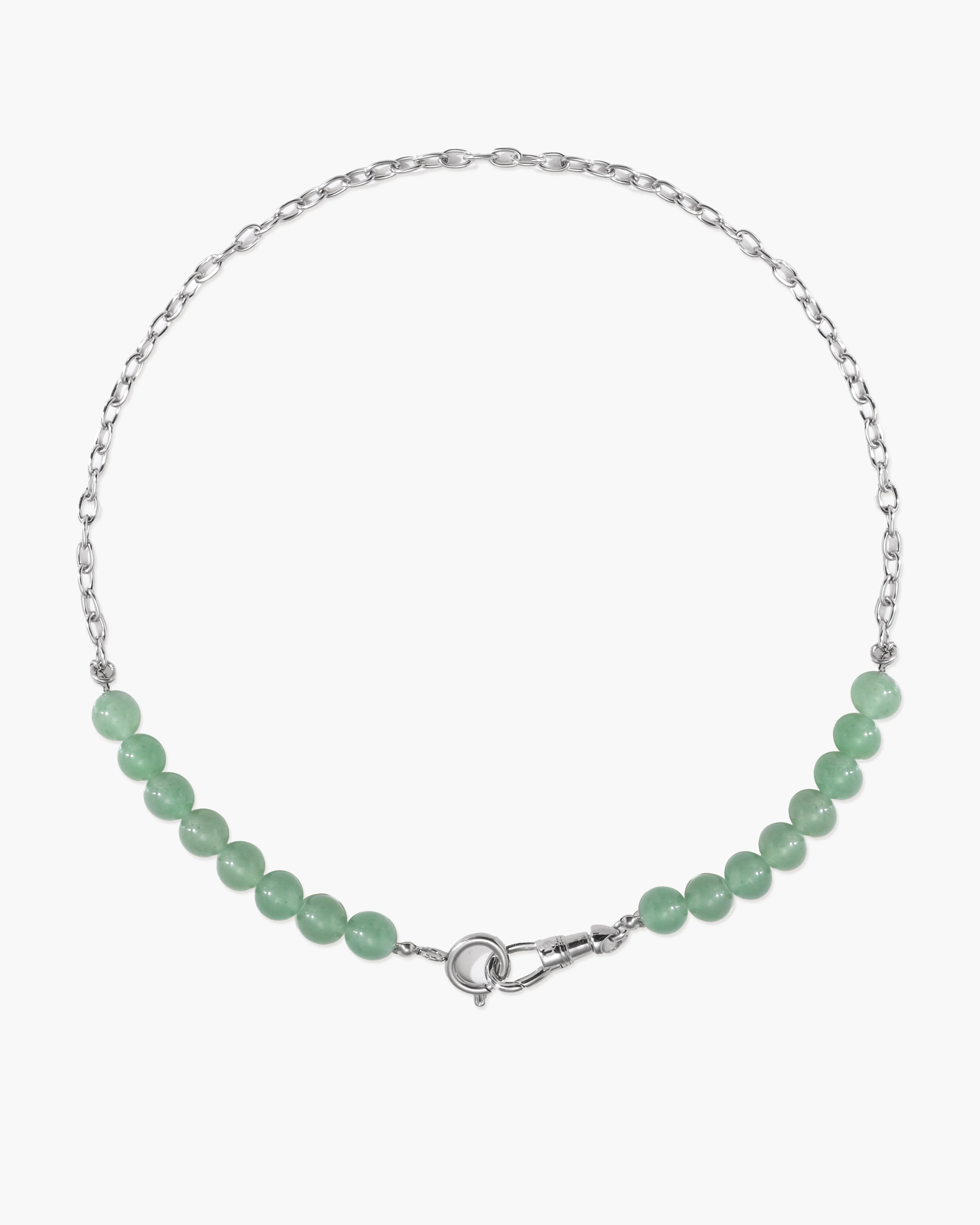 Green Aventurine Beaded Necklace with Charm Holder Clasp - Image 5