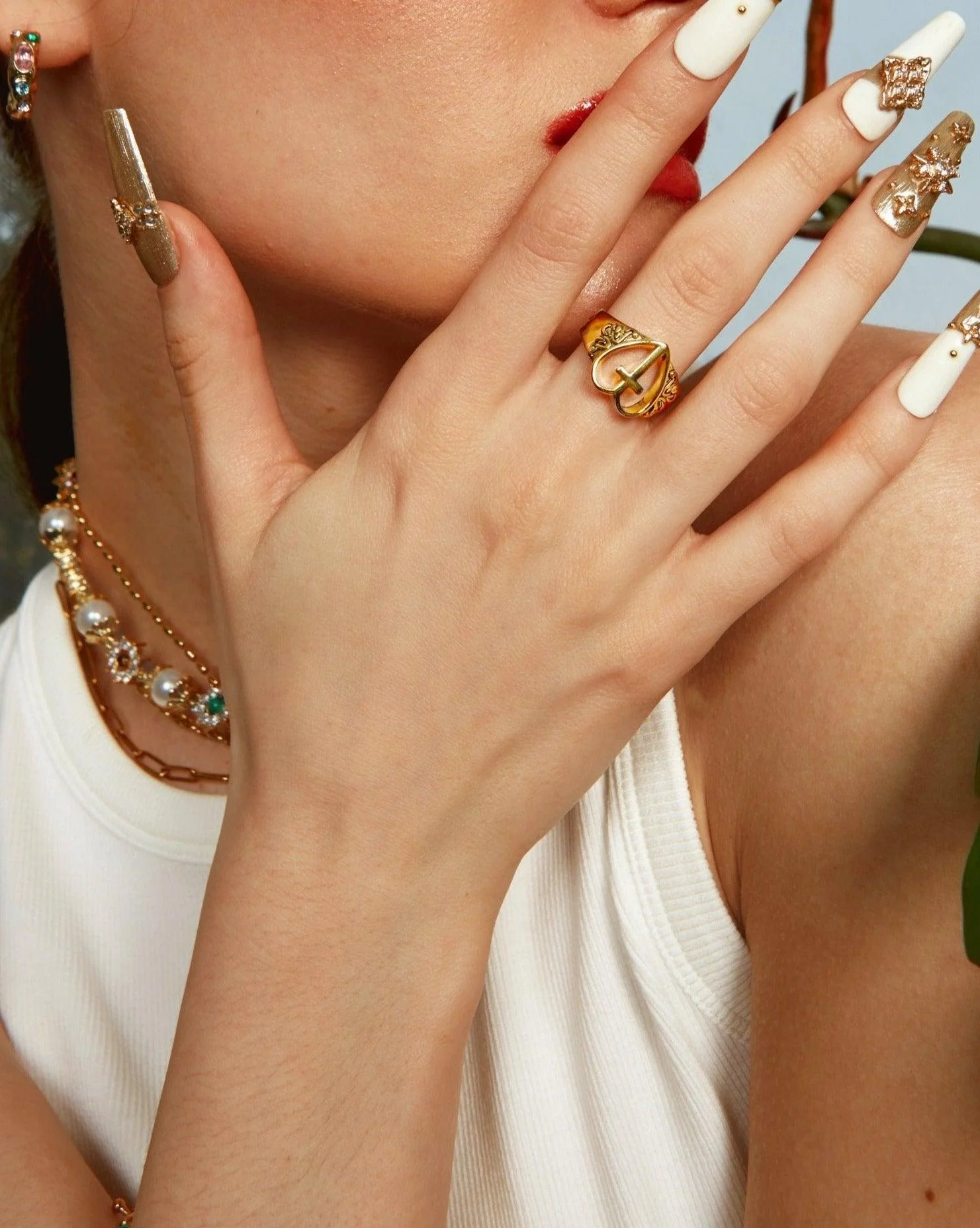 Creda Heart Cross Ring - Image 2